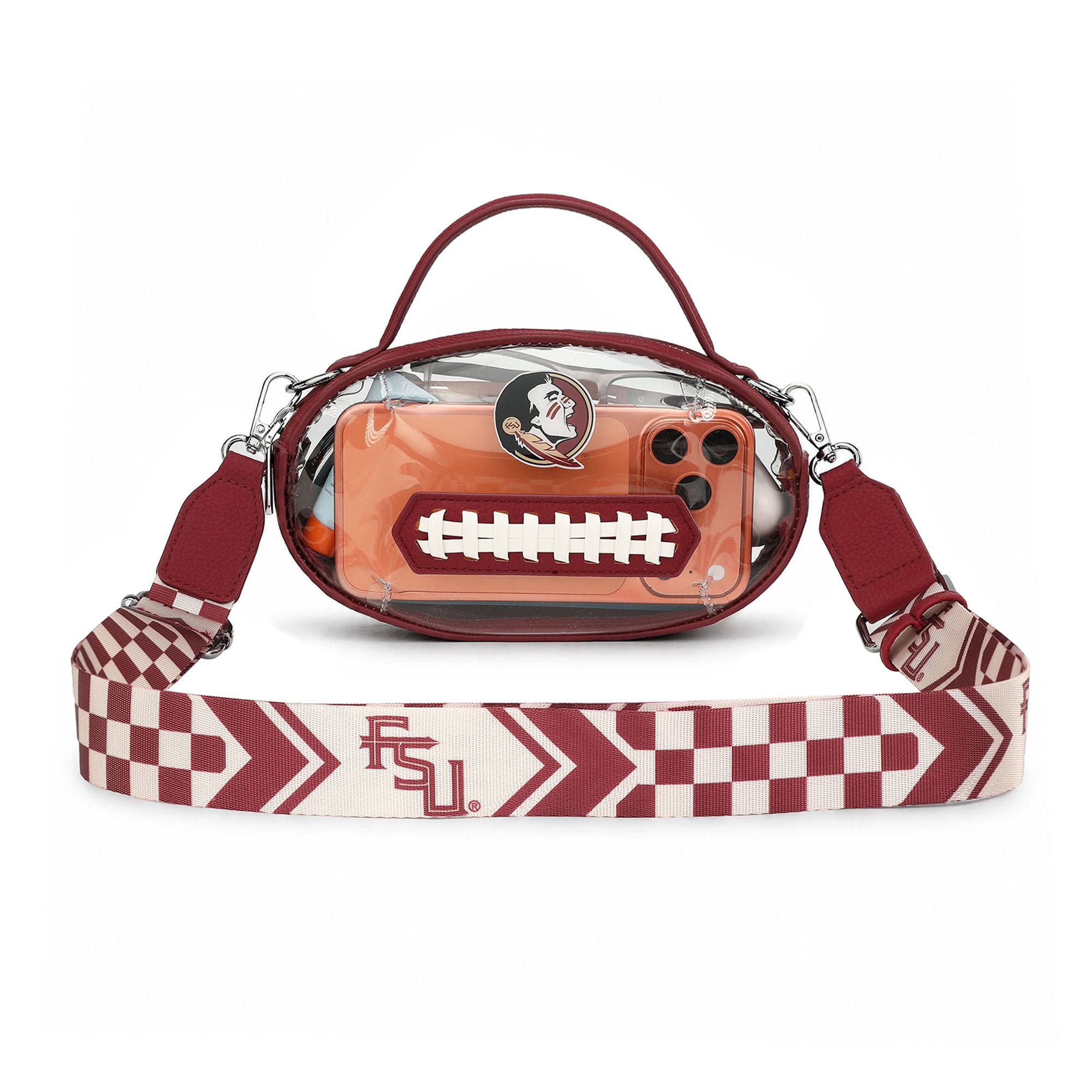 Sac bandoulière transparent Montana West pour femme, sans couleur, Florida State Seminoles