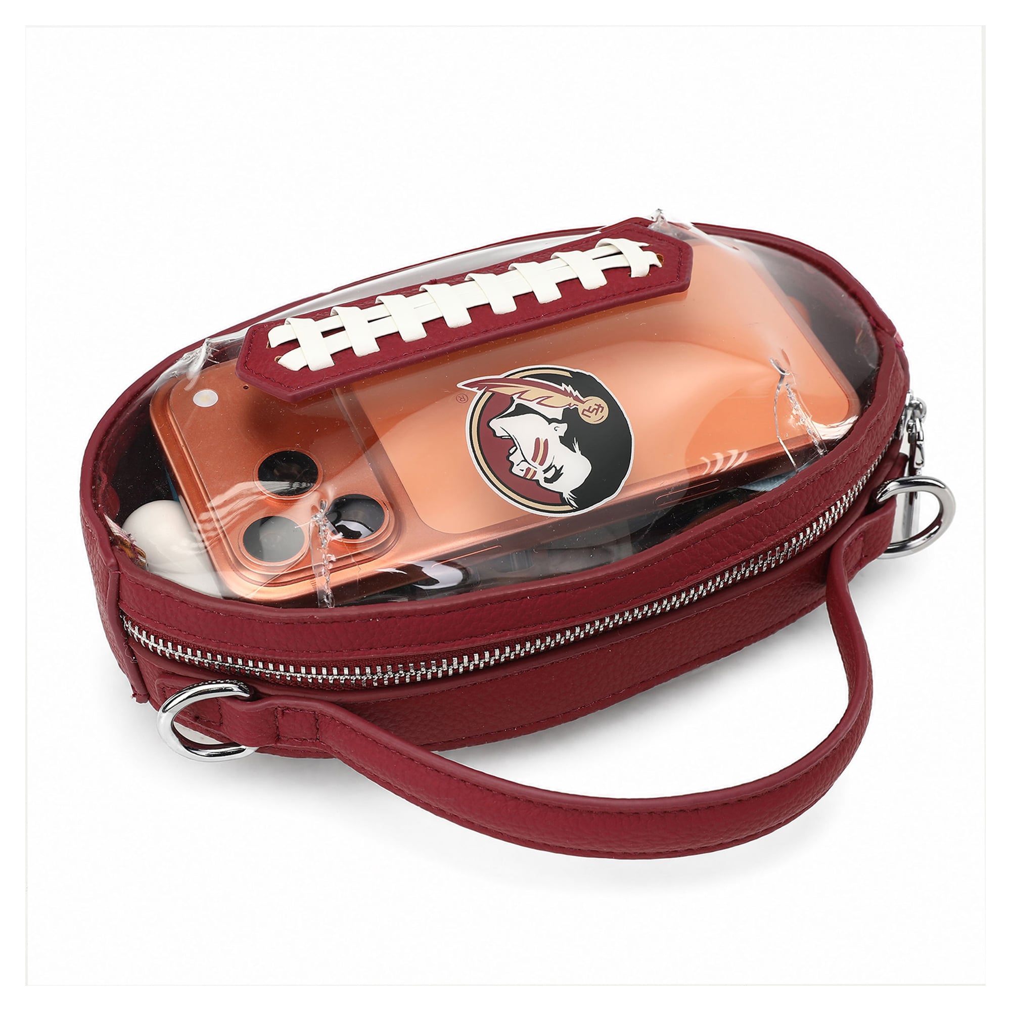 Sac bandoulière transparent Montana West pour femme, sans couleur, Florida State Seminoles