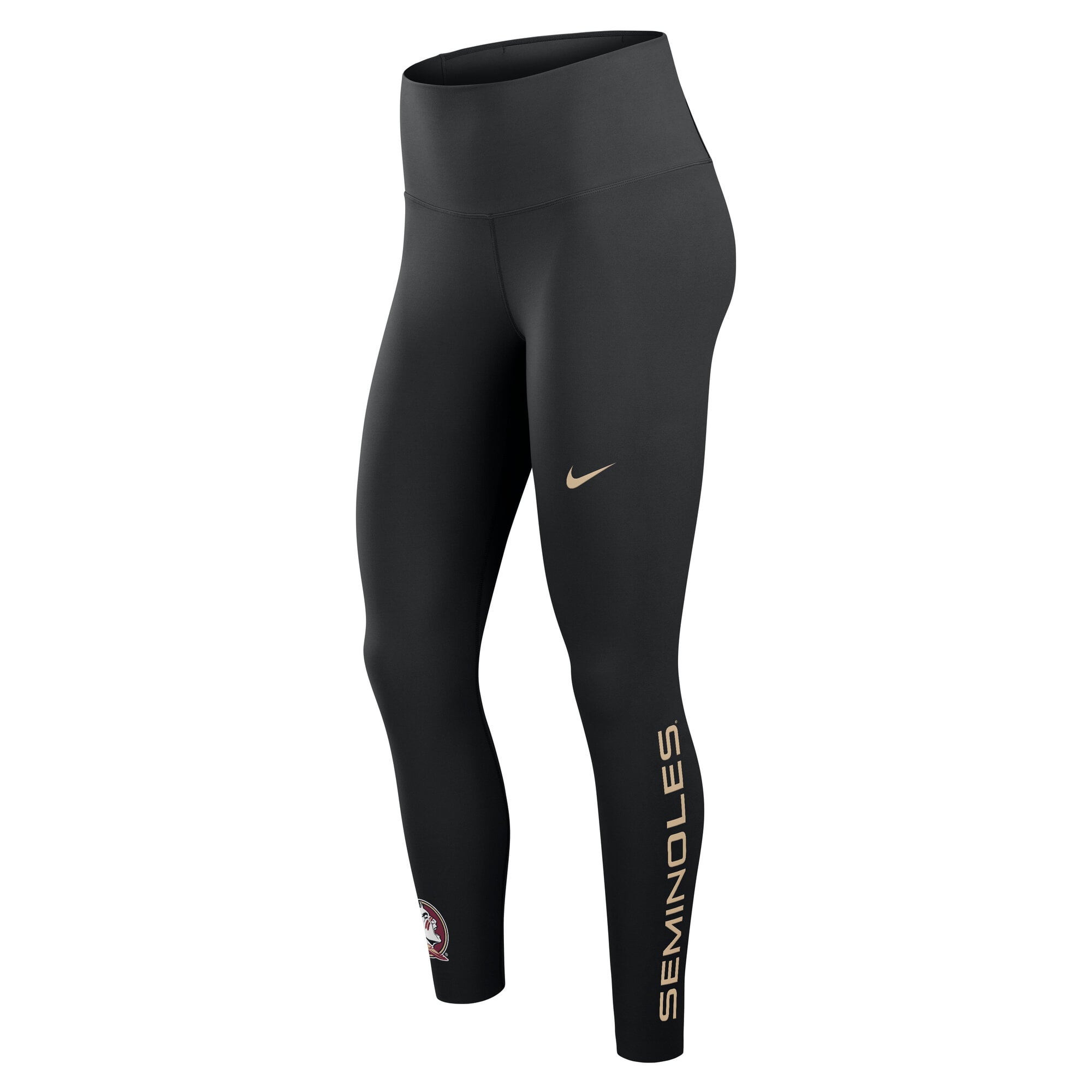 Women's Nike Black Florida State Seminoles Zenvy High Rise Dri-FIT 7/8 Leggings