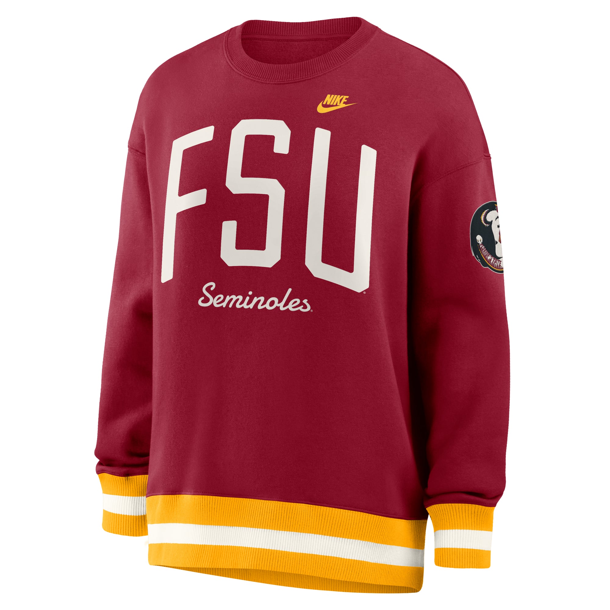 Sweat-shirt oversize Nike Garnet Florida State Seminoles Legacy Arch Phoenix pour femme