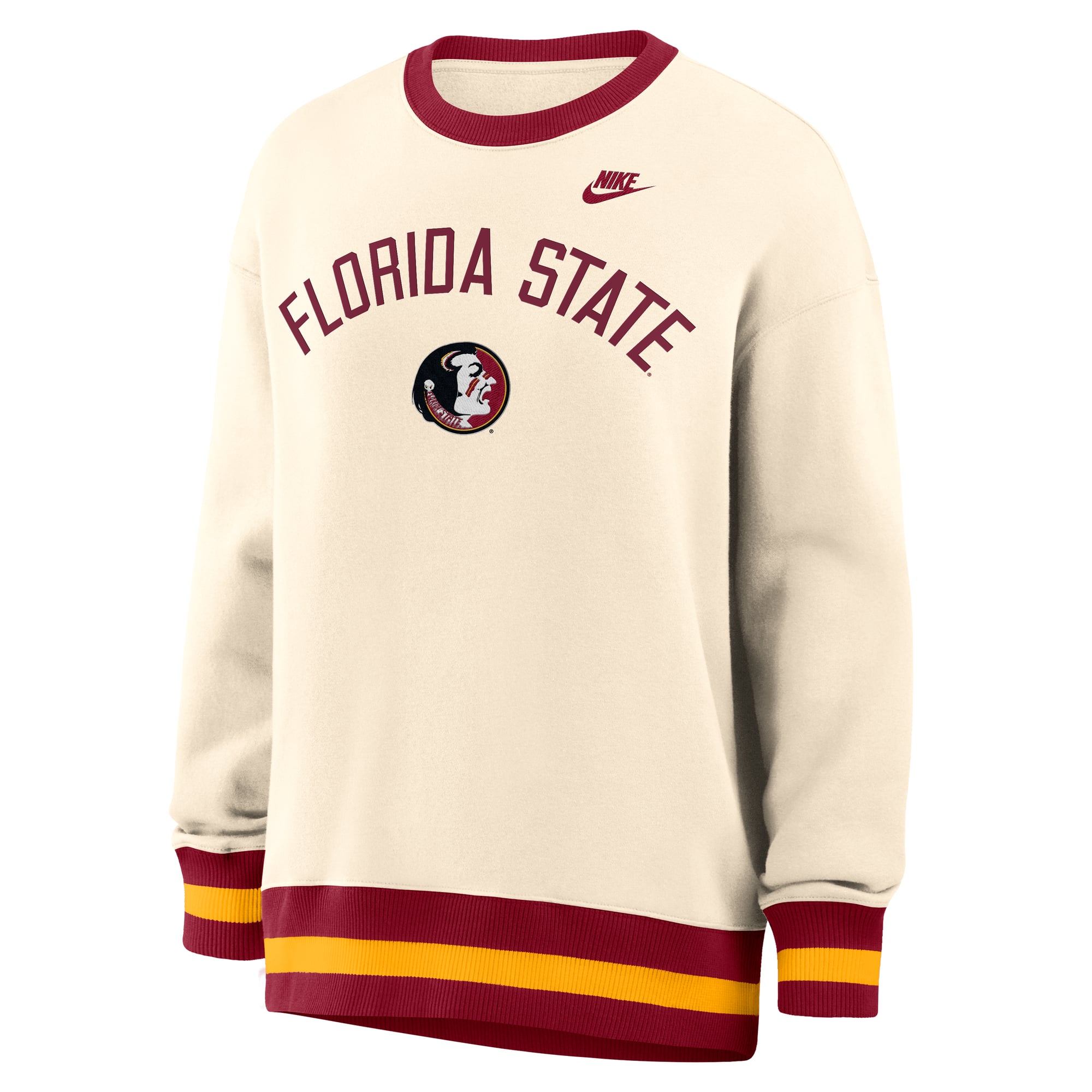 Women's Nike Natural Florida State Seminoles Oversized Legacy Arch Phoenix Sweatshirt