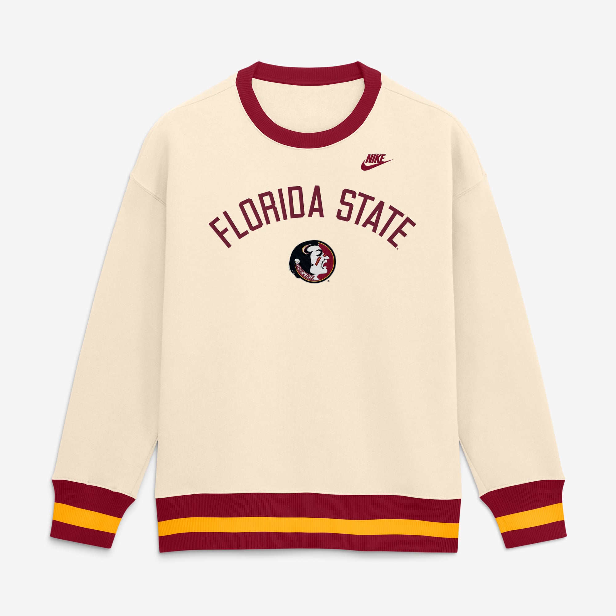 Women's Nike  Natural Florida State Seminoles Oversized Legacy Arch Phoenix Sweatshirt