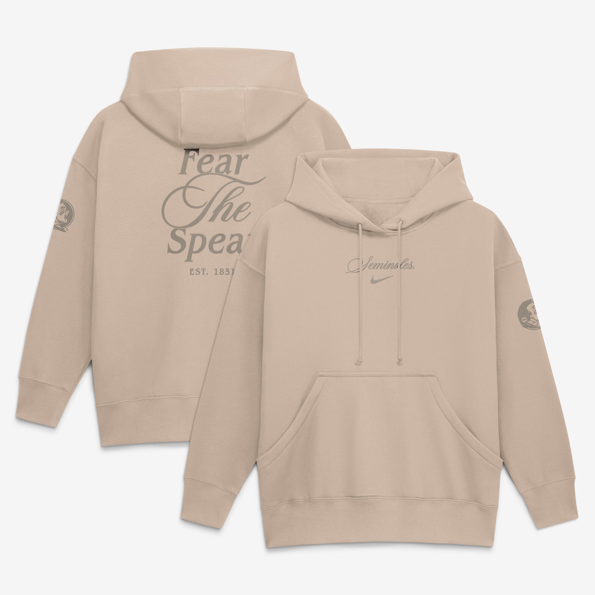 Women's Nike Tan Florida State Seminoles Neutral Stance Phoenix Fleece Oversized Hoodie
