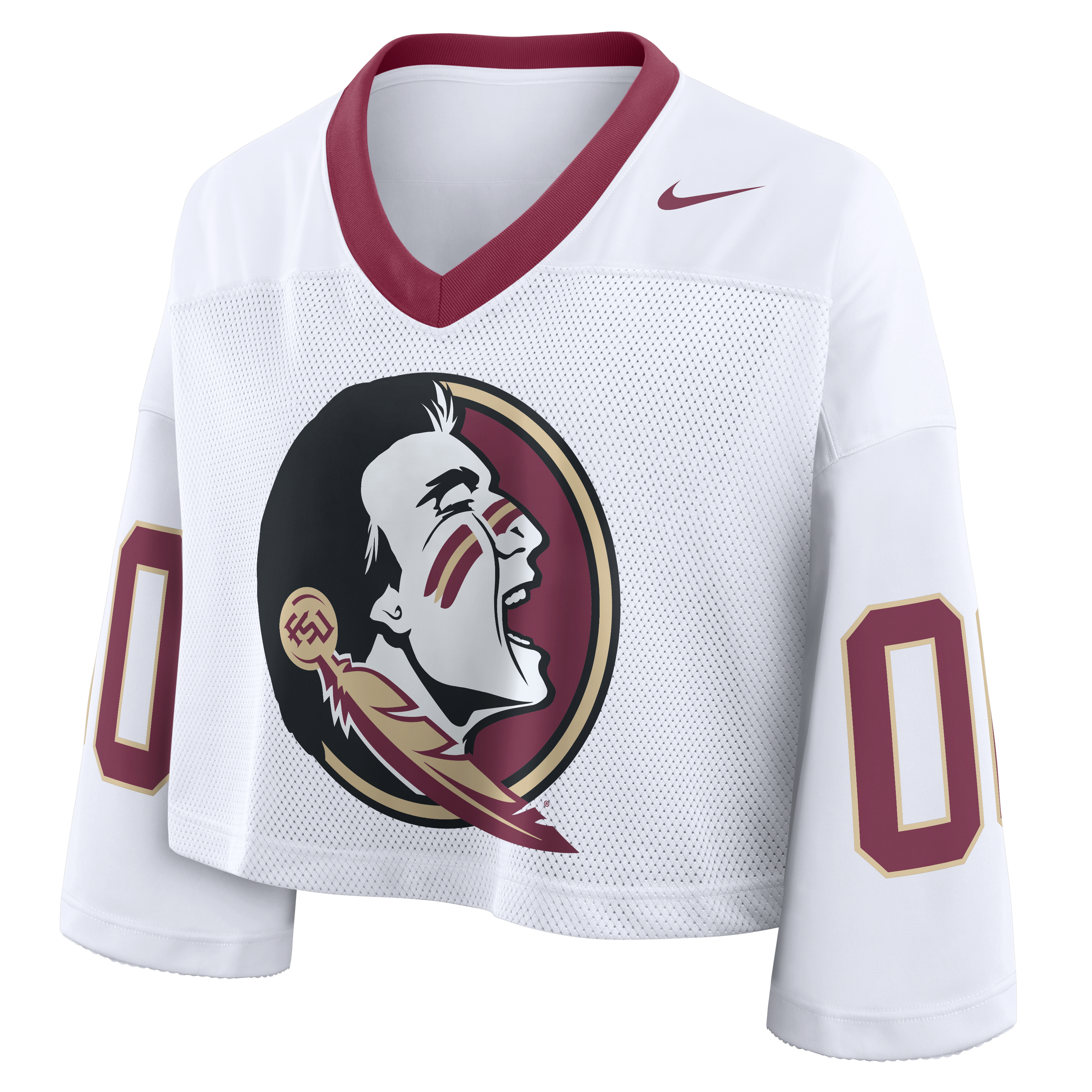 Maillot court Nike blanc pour femme, Florida State Seminoles, logo oversize.