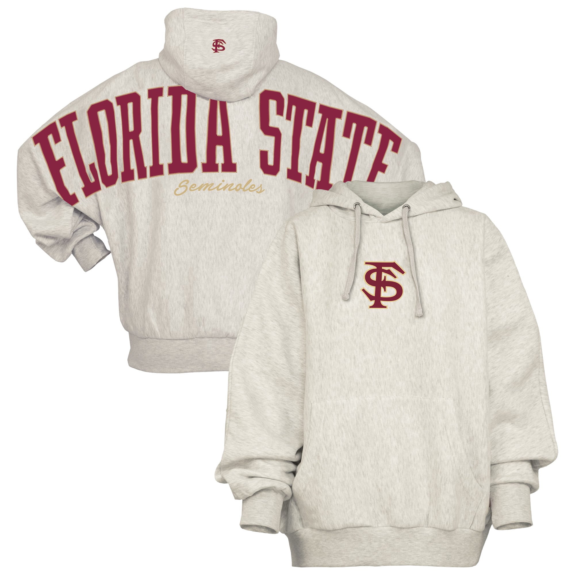 Sweat à capuche oversize gris Pressbox pour femmes, Florida State Seminoles Belvedere
