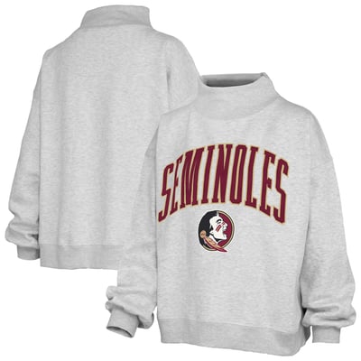 Florida State Seminoles Pressbox Women's Nelson Texture Lingo Mock Neck Fleece Sweatshirt - Gray