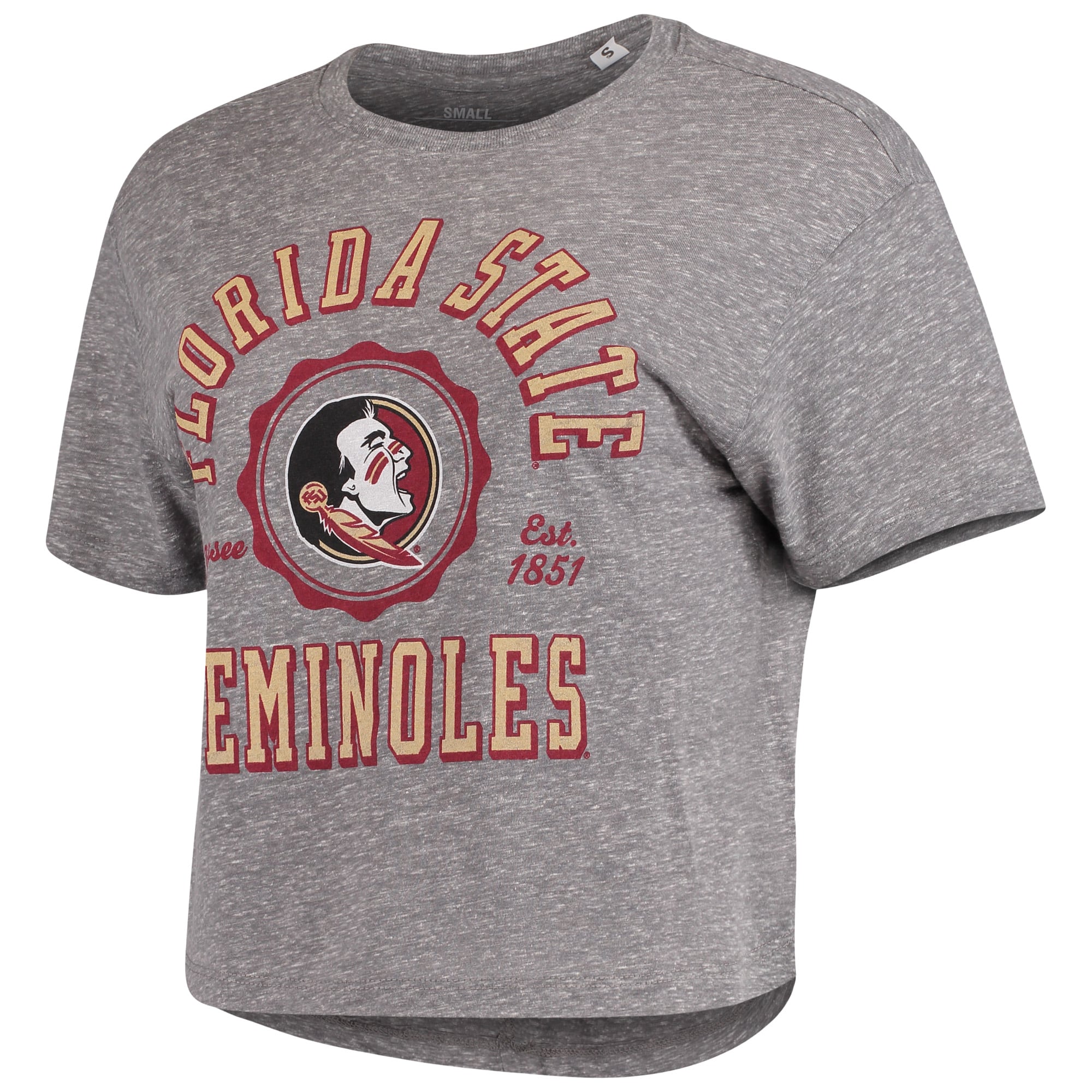 Women's Pressbox Gray Florida State Seminoles Tri-Blend Bishop Knobi Crop T-Shirt