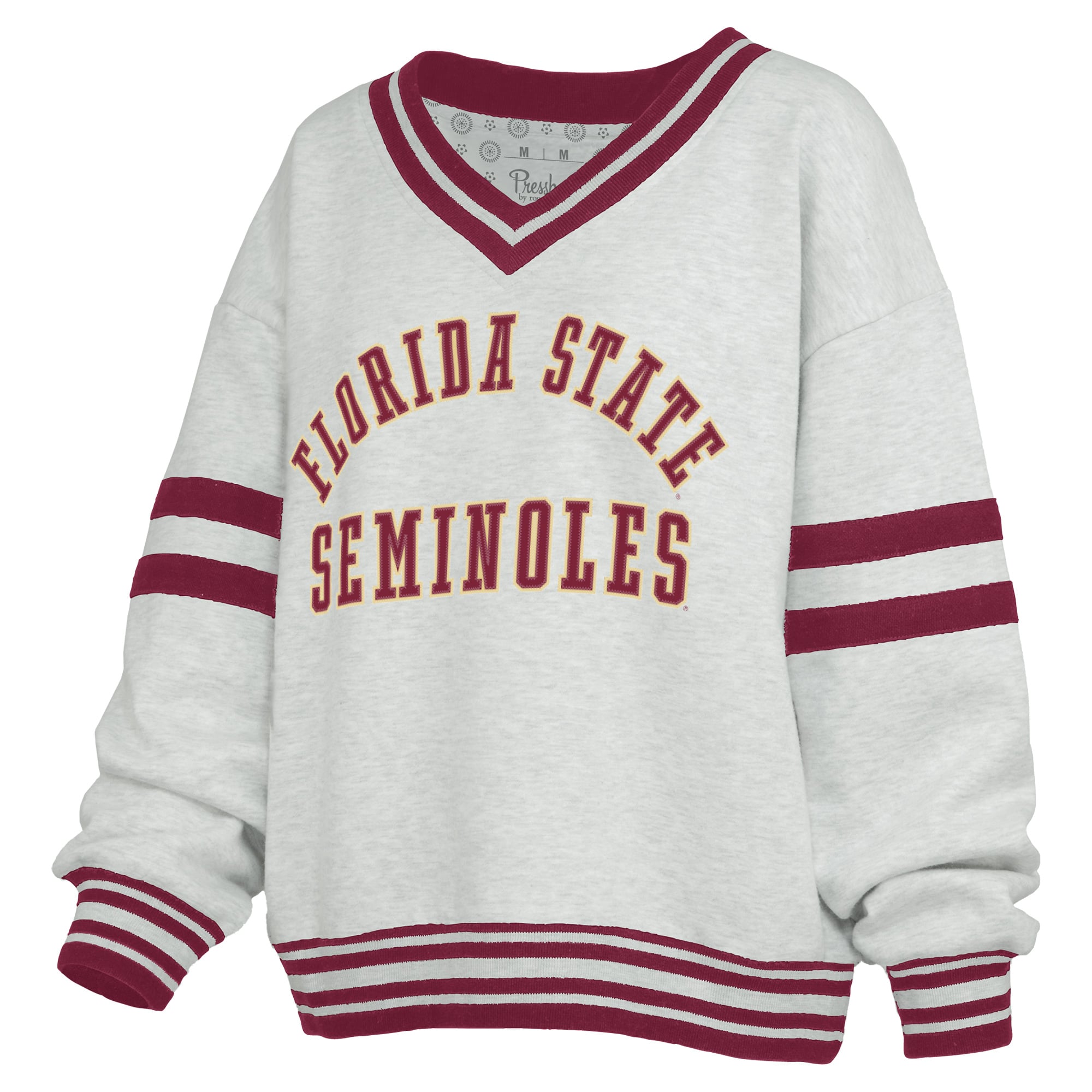 Women's Pressbox Gray/Garnet Florida State Seminoles Tackle Twill Oates V-Neck Sweatshirt
