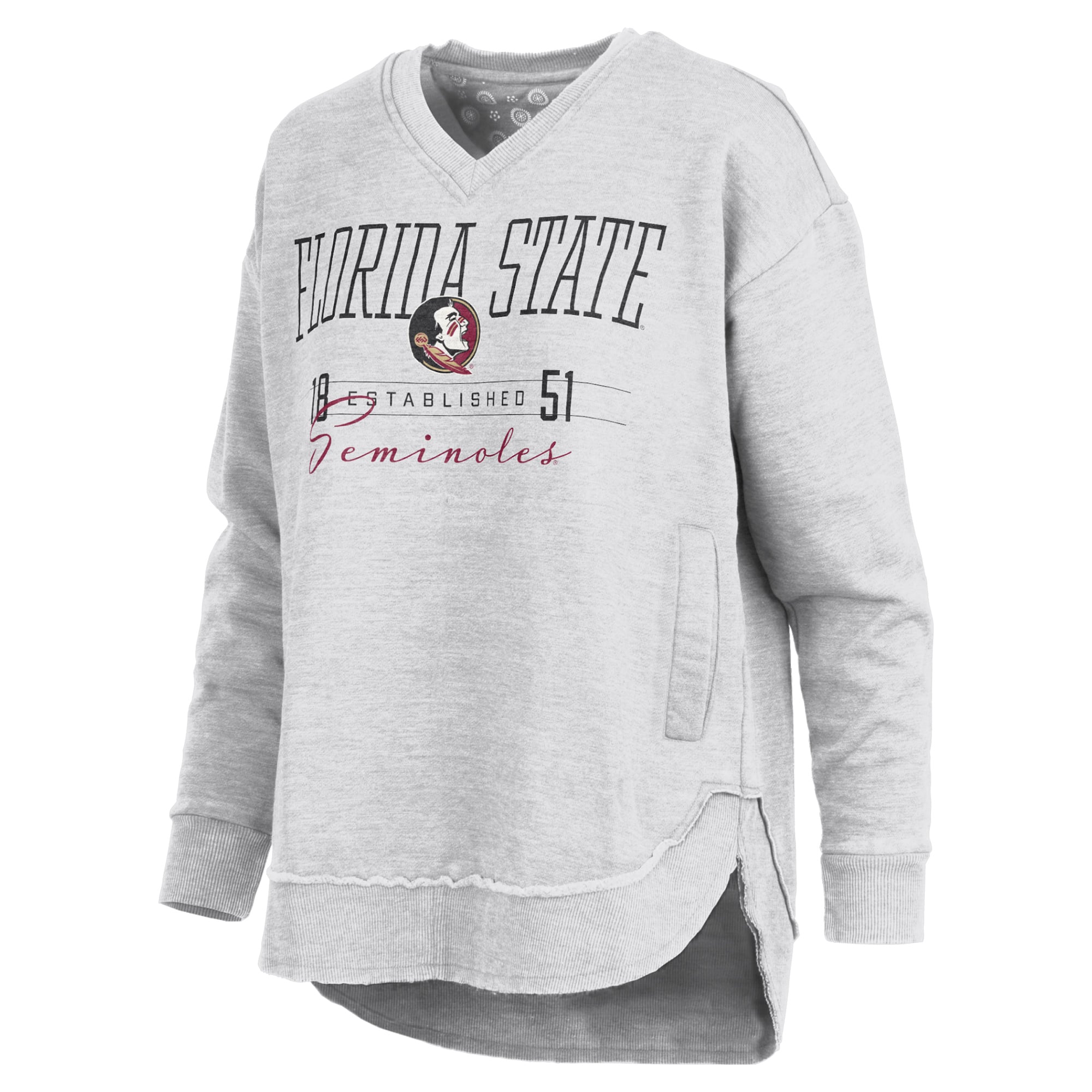 Women's Pressbox  Heather Gray Florida State Seminoles Marcus East Hall Poncho V-Neck Sweatshirt