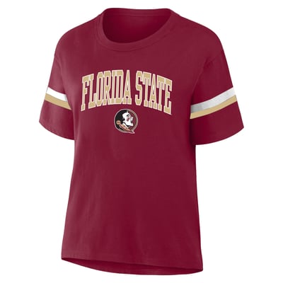  Florida State Seminoles Profile Women's Stripe Plus Size T-Shirt - Garnet