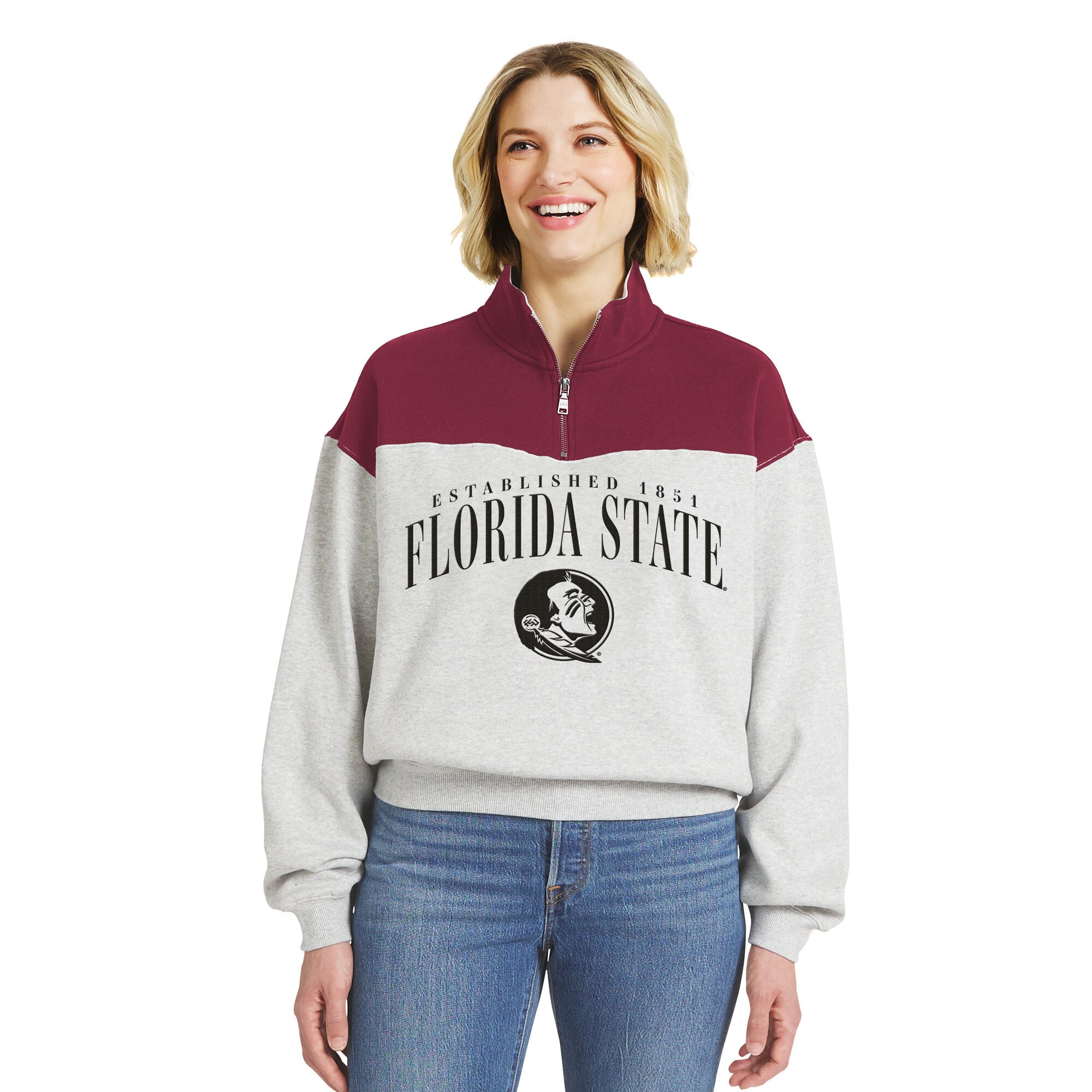 Pull à demi-zip grenat Florida State Seminoles de la marque WEAR by Erin Andrews pour femme