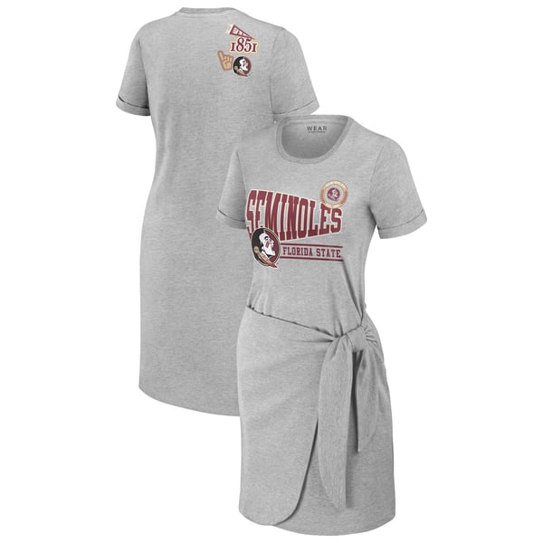 grey state winnie dress Women's WEAR by Erin Andrews Heather Gray Florida Seminoles Knotted T-Shirt Size: Extra Large YGroup_kiya-drop