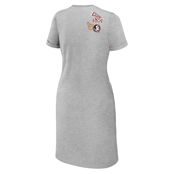 Women's WEAR by Erin Andrews Heather Gray Florida State Seminoles Knotted T-Shirt Dress Size: Large