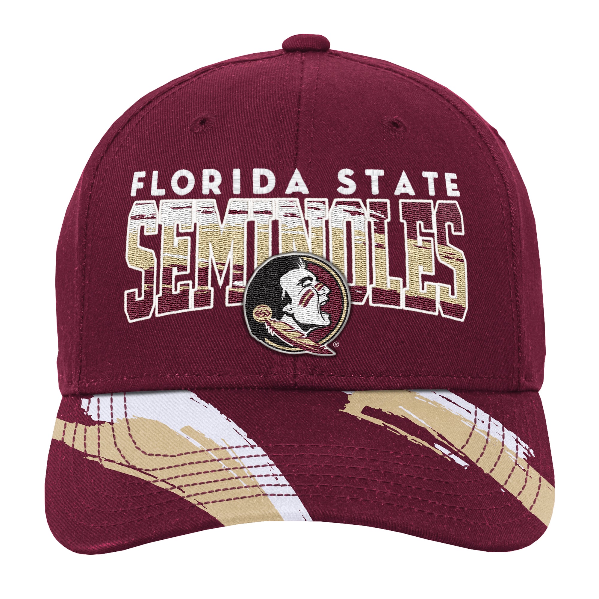 Youth Mitchell & Ness Garnet Florida State Seminoles Mascot Streaks Pro Crown Adjustable Hat