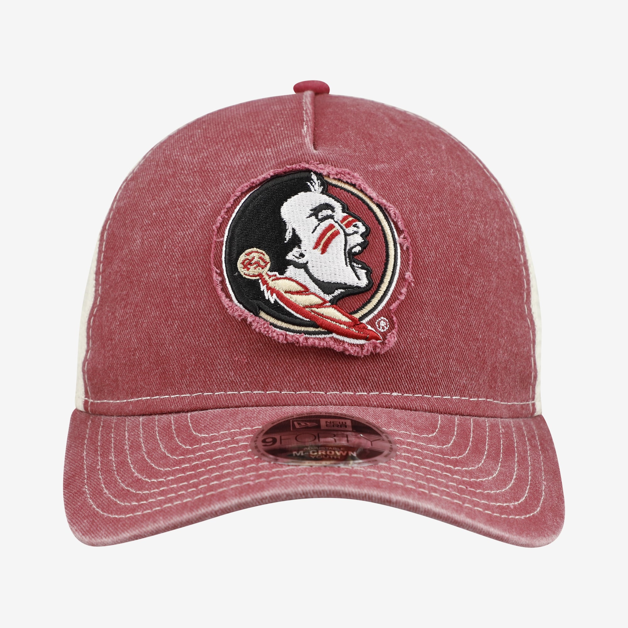 Casquette trucker rétro ajustable New Era Grenat Florida State Seminoles 9FORTY A-Frame M-Crown pour jeunes