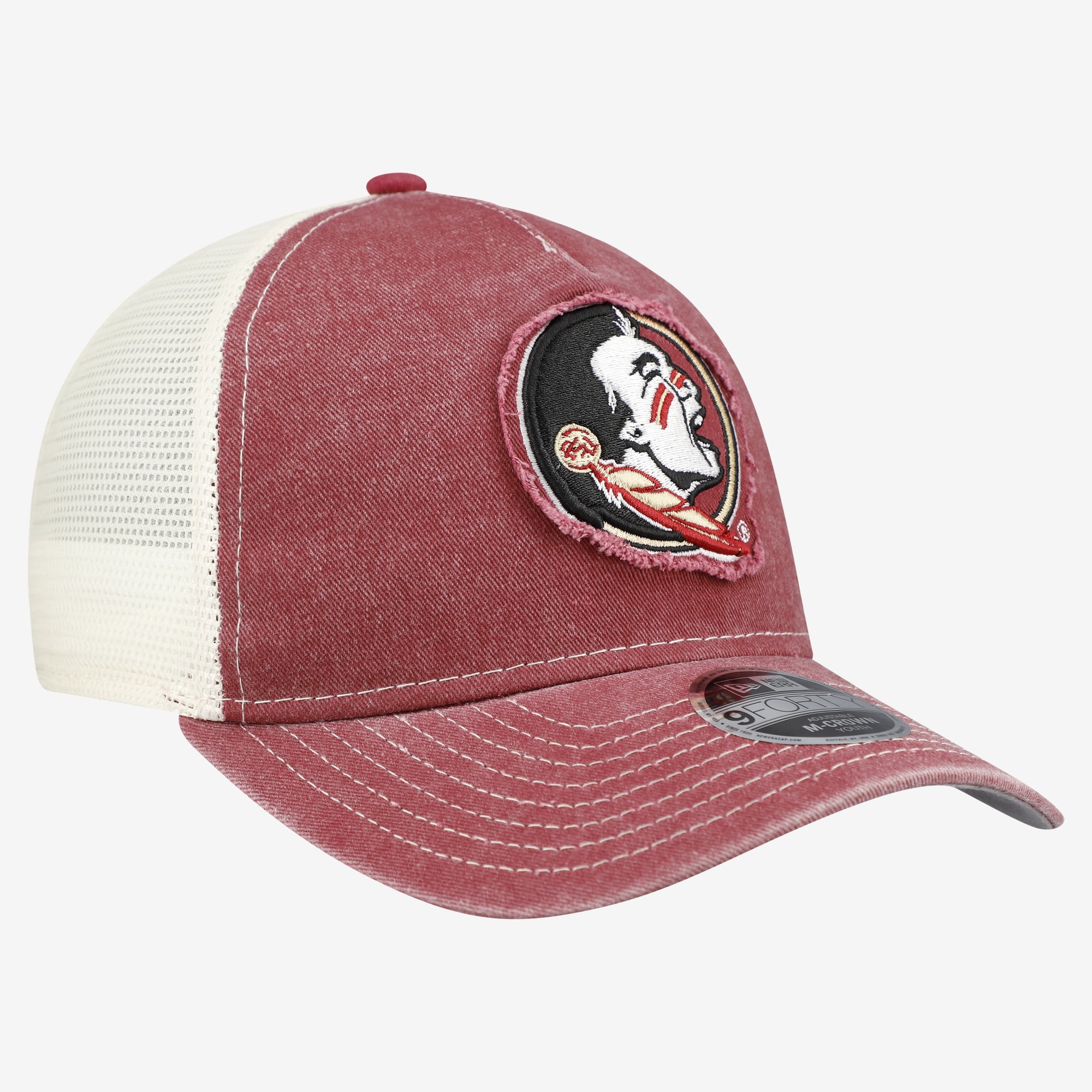 Casquette trucker rétro ajustable New Era Grenat Florida State Seminoles 9FORTY A-Frame M-Crown pour jeunes