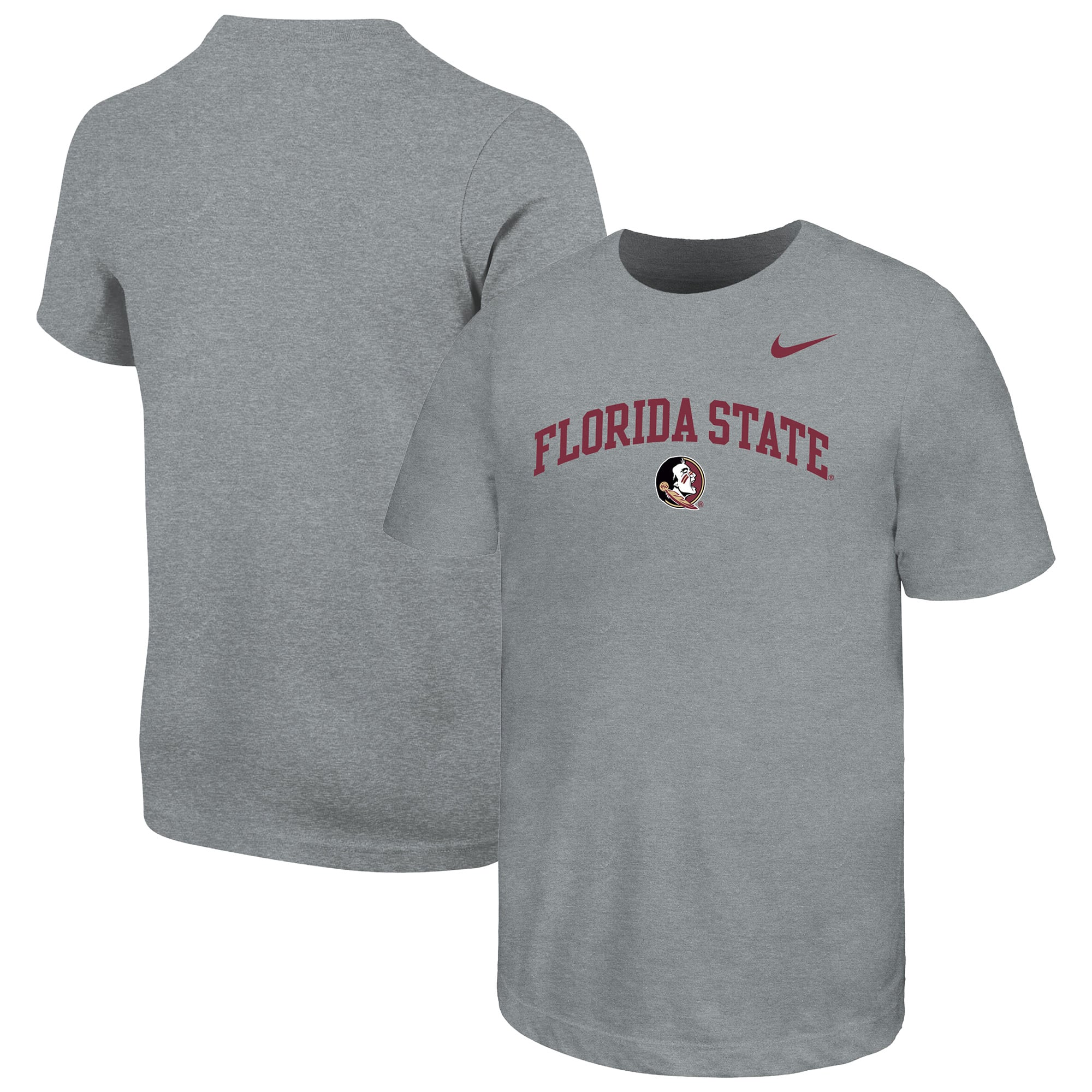 Youth Nike  Heather Gray Florida State Seminoles Arched Name Drop T-Shirt