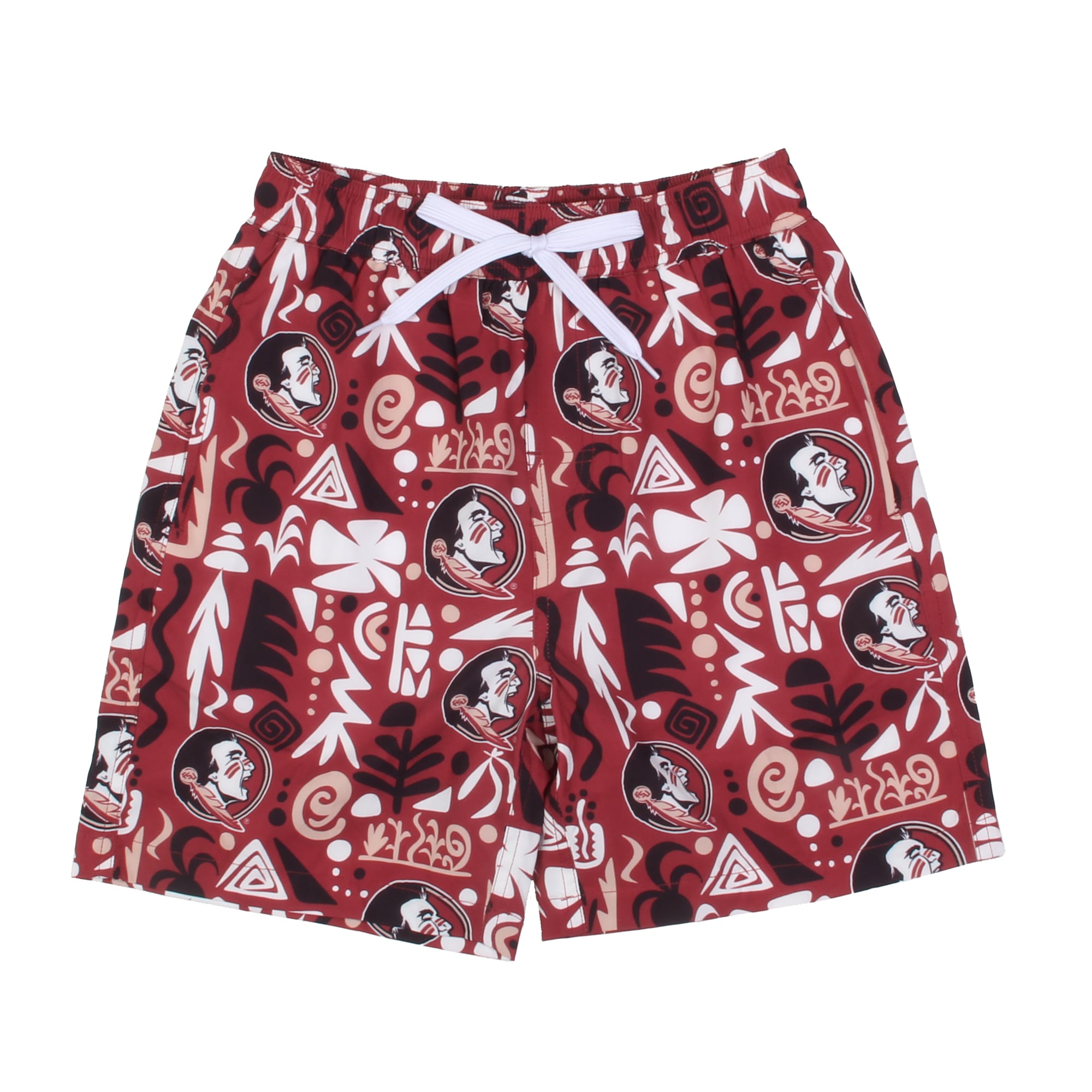Youth Wes & Willy Garnet Florida State Seminoles Allover Print Swim Shorts
