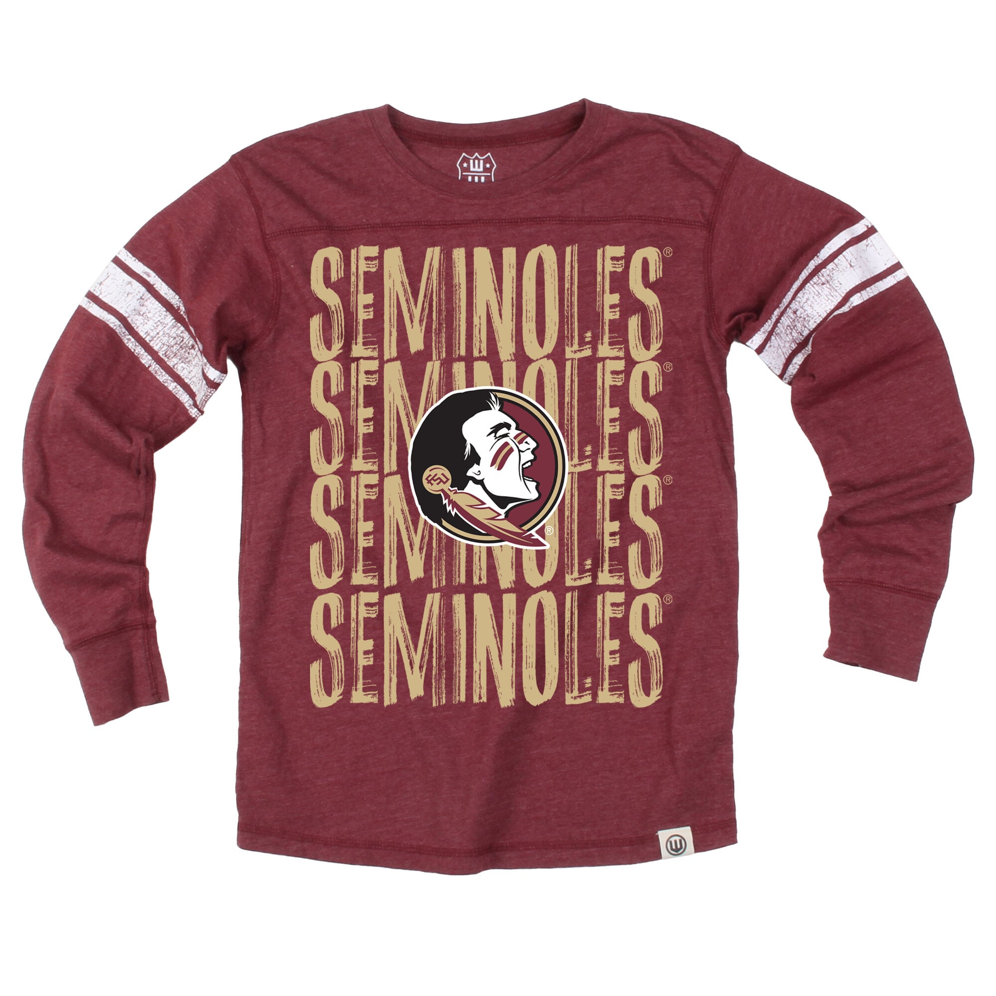 T-shirt à manches longues de football américain des Seminoles l'Université d'État Floride, avec Wes et Willy Garnet, pour jeunes.