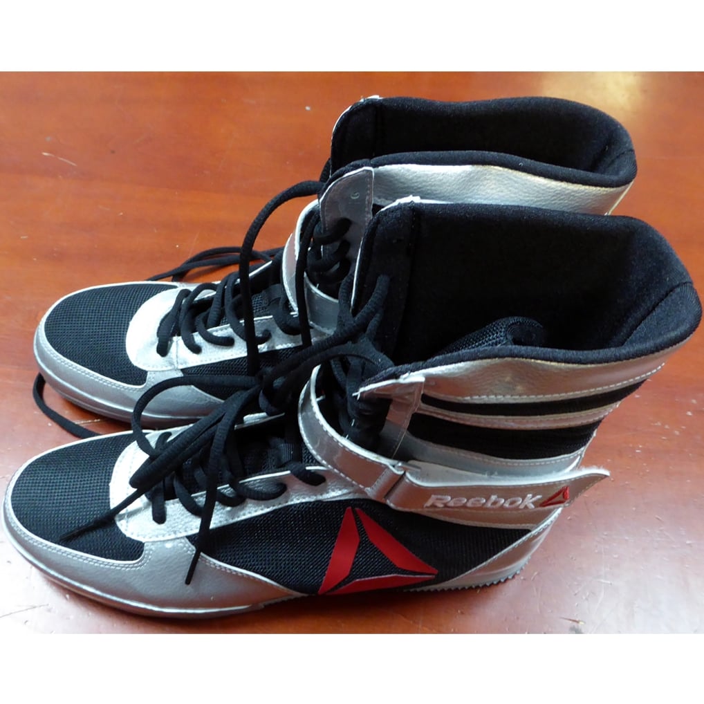 Floyd Mayweather Jr. Autographed Reebok Silver Boxing Shoes  display picture 1
