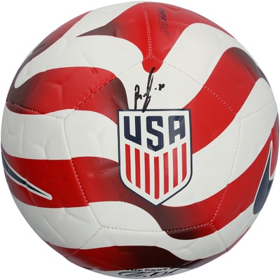 Folarin Balogun USMNT Autographed Fanatics Authentic USA Red/White Academy Soccer Ball  