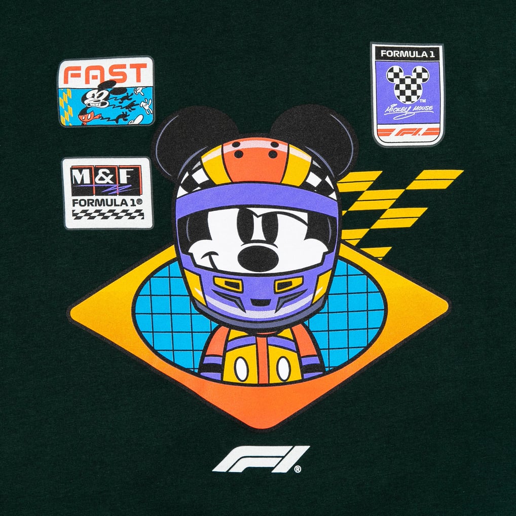 フォーミュラ1 X ディズニー ミッキーヘルメット Tシャツ - グリーン