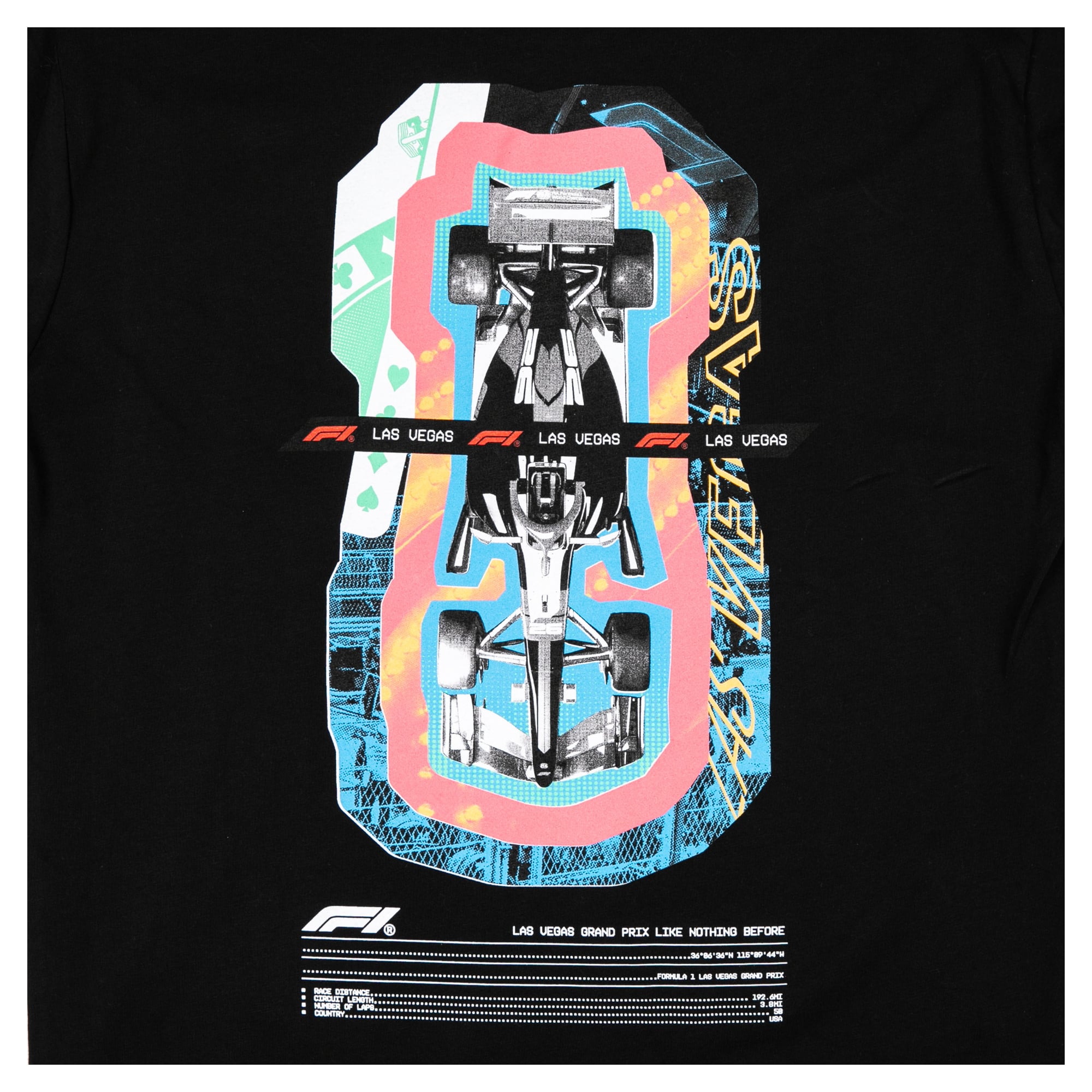T-shirt noir pour homme, motif collage Grand Prix de Las Vegas 2026