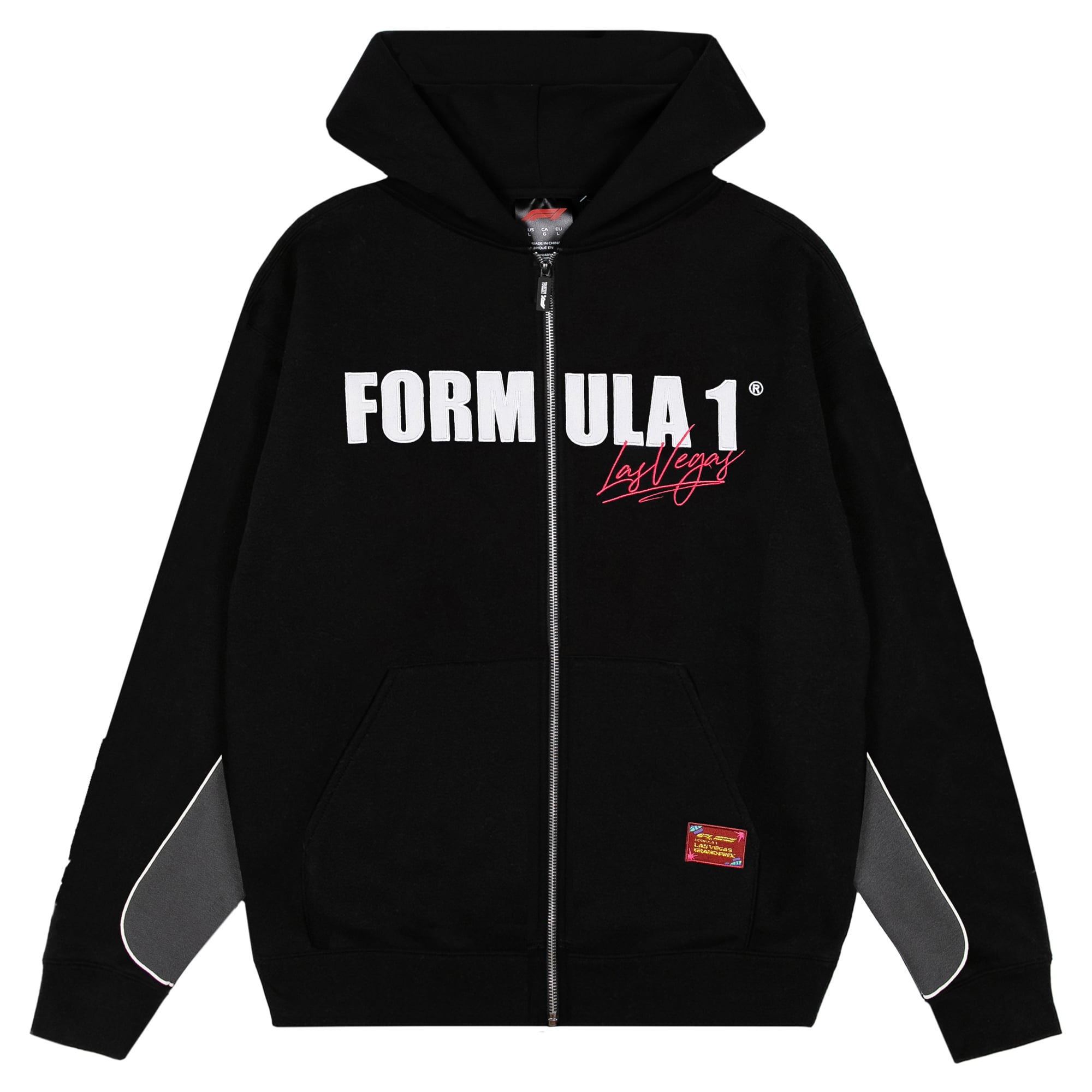 Sweat à capuche zippé noir pour homme, motif Grand Prix de Las Vegas 2026
