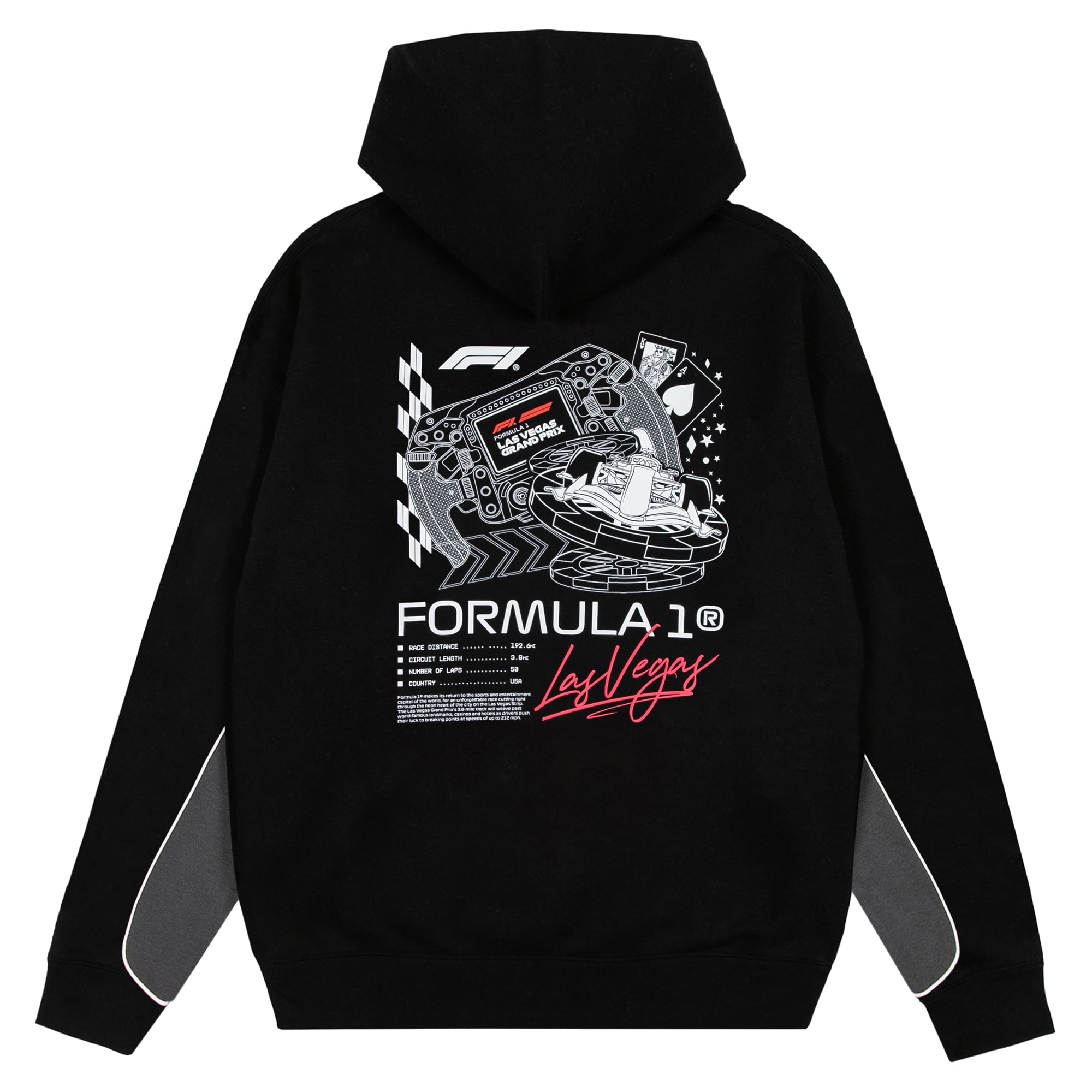 Sweat à capuche zippé noir pour homme, motif Grand Prix de Las Vegas 2026
