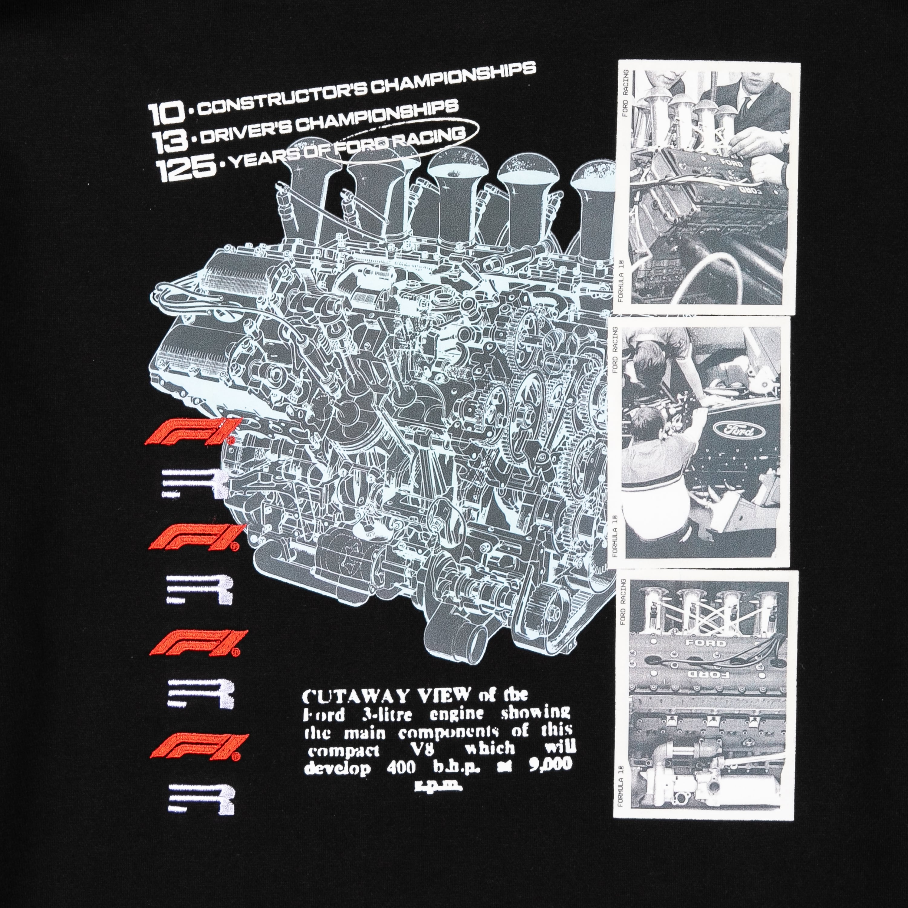 Men's Black F1 x Ford Engine Hoodie