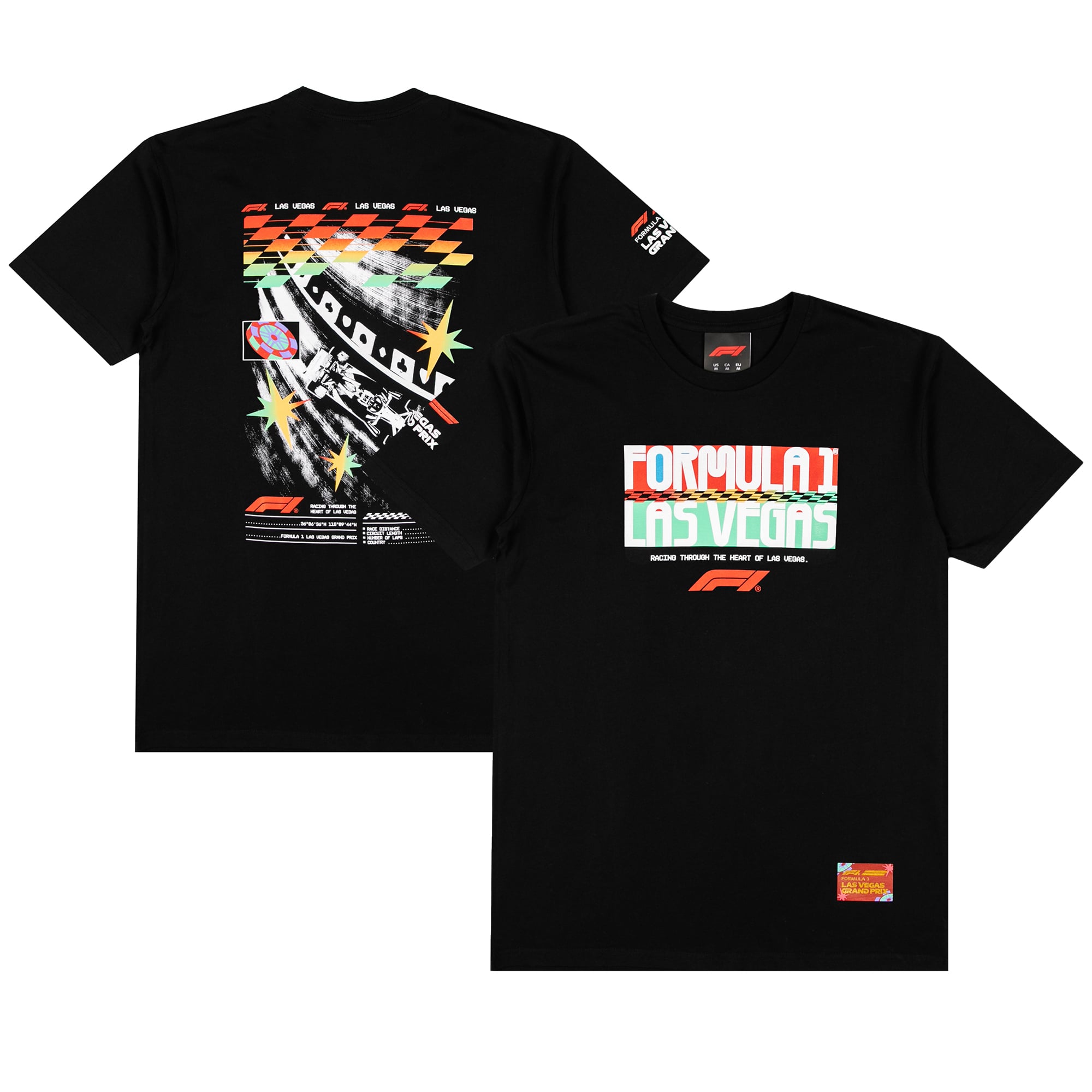Men's Black Formula 1 Las Vegas Grand Prix Star Track T-Shirt