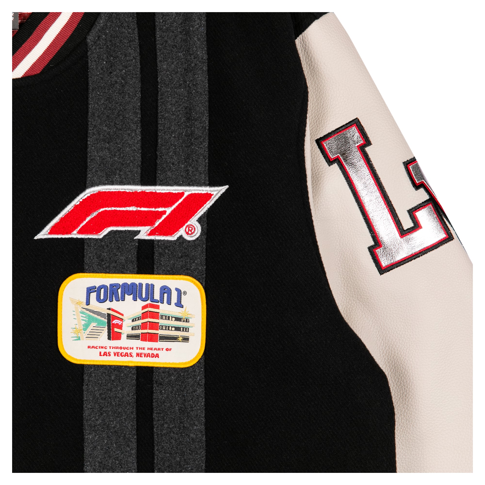 Men's Black/Cream 2026 Las Vegas Grand Prix Full-Snap Varsity Jacket