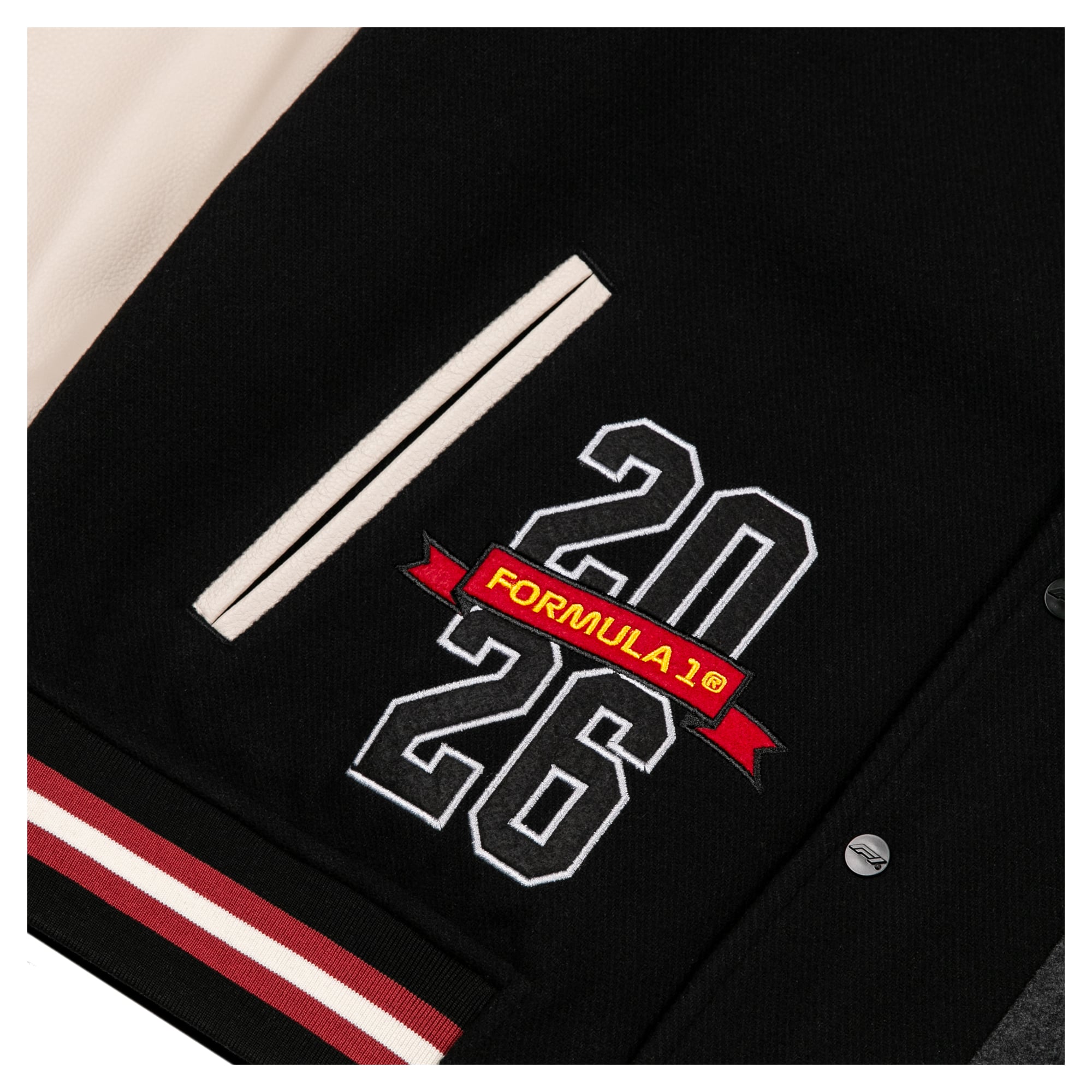 Men's Black/Cream 2026 Las Vegas Grand Prix Full-Snap Varsity Jacket