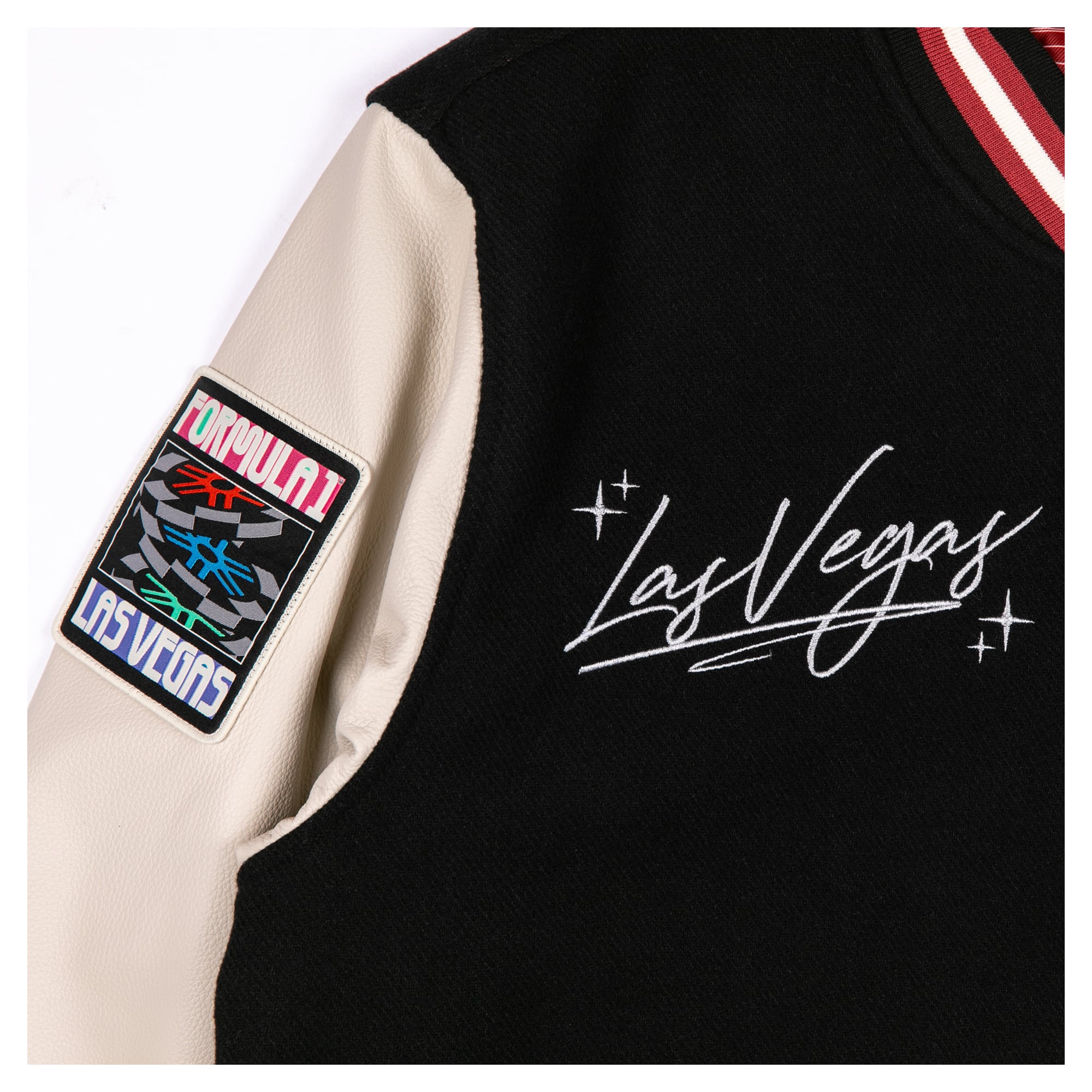 Men's Black/Cream 2026 Las Vegas Grand Prix Full-Snap Varsity Jacket