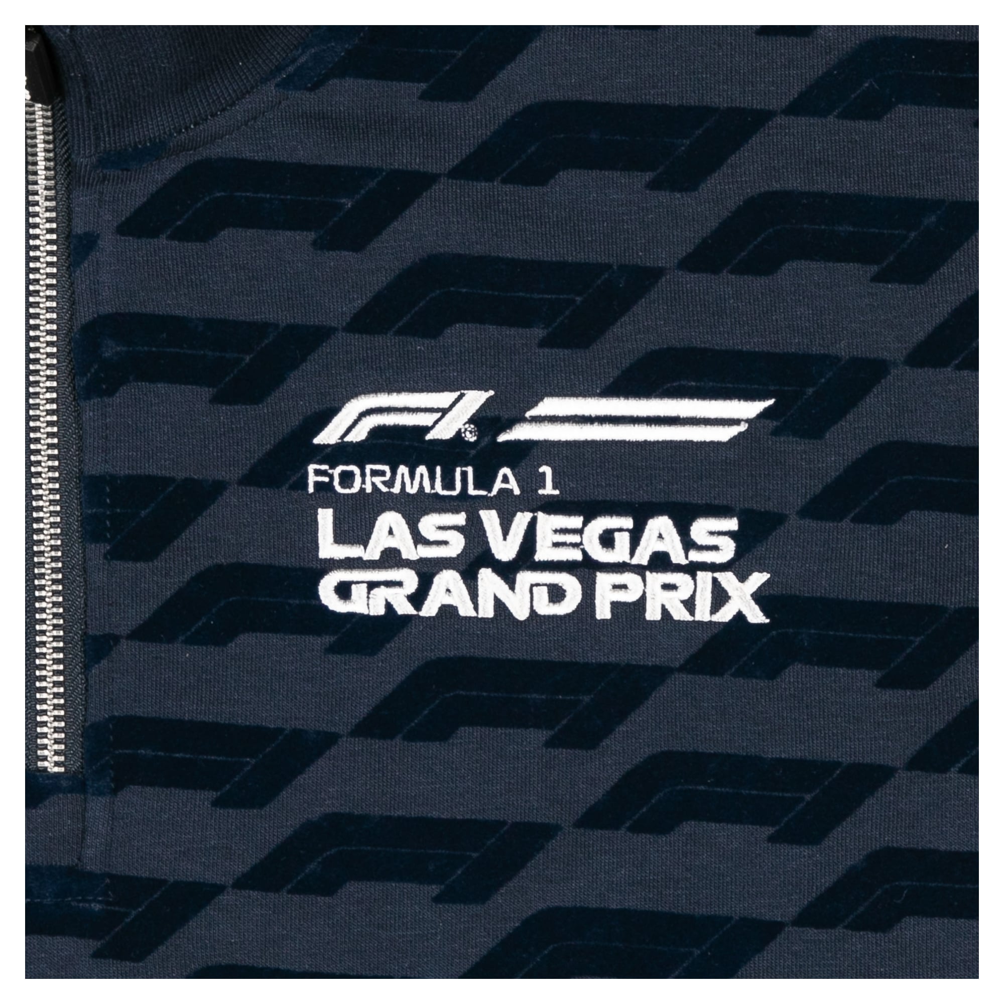 Sweat-shirt à col zippé bleu pour homme, imprimé intégral floqué Grand Prix de Las Vegas 2026