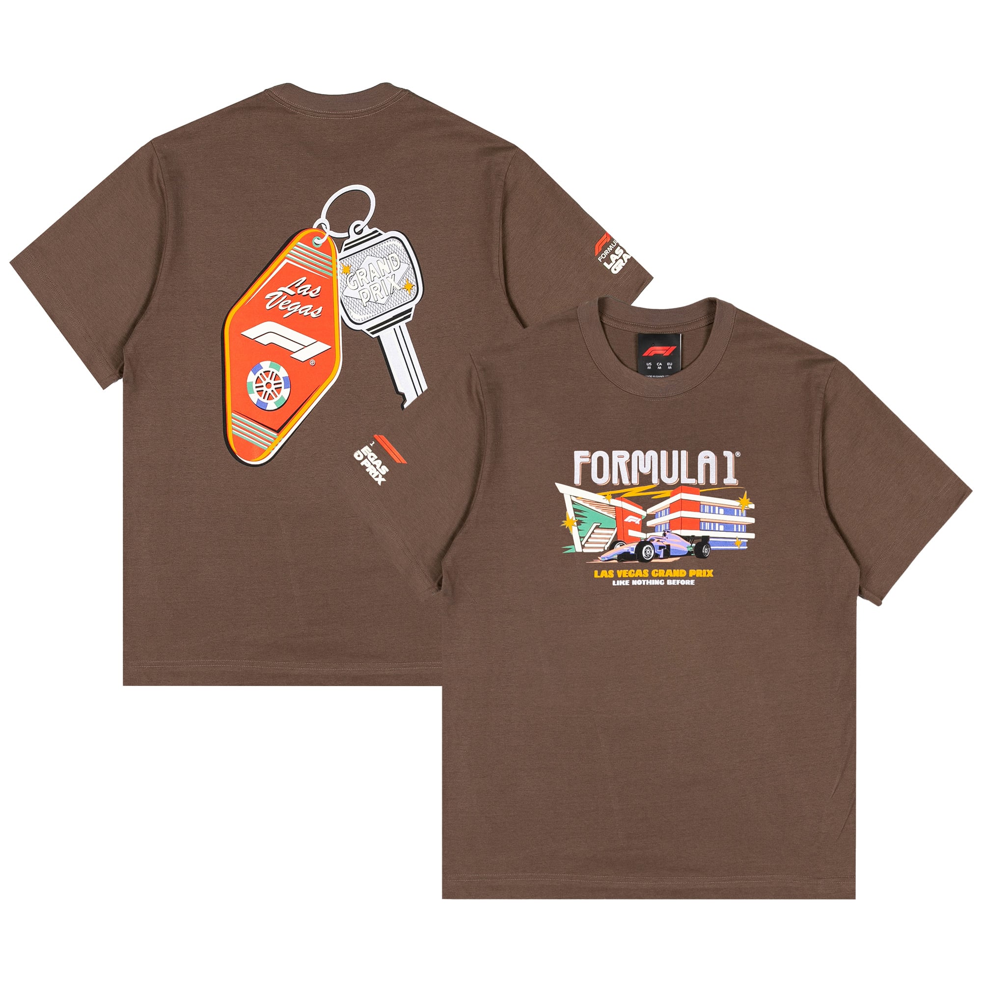 T-shirt homme marron avec clé d'hôtel du Grand Prix de Las Vegas 2026