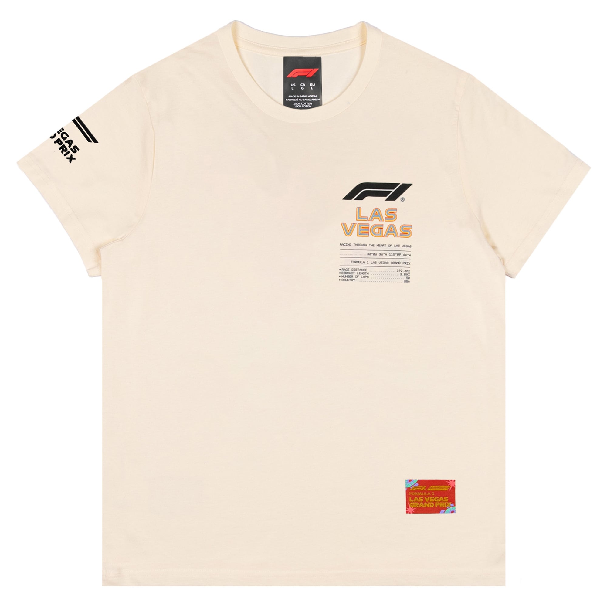 T-shirt crème pour homme, motif empilement de jetons du Grand Prix Las Vegas 2026