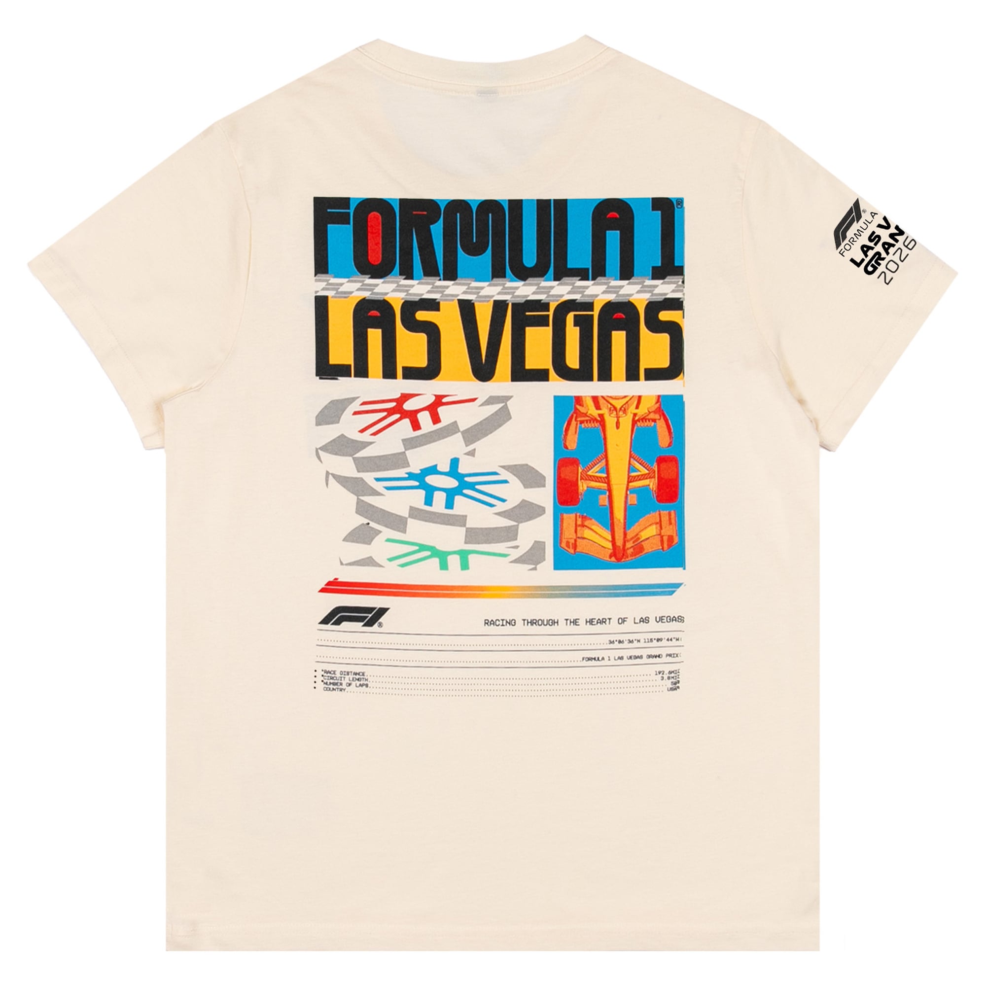 T-shirt crème pour homme, motif empilement de jetons du Grand Prix Las Vegas 2026
