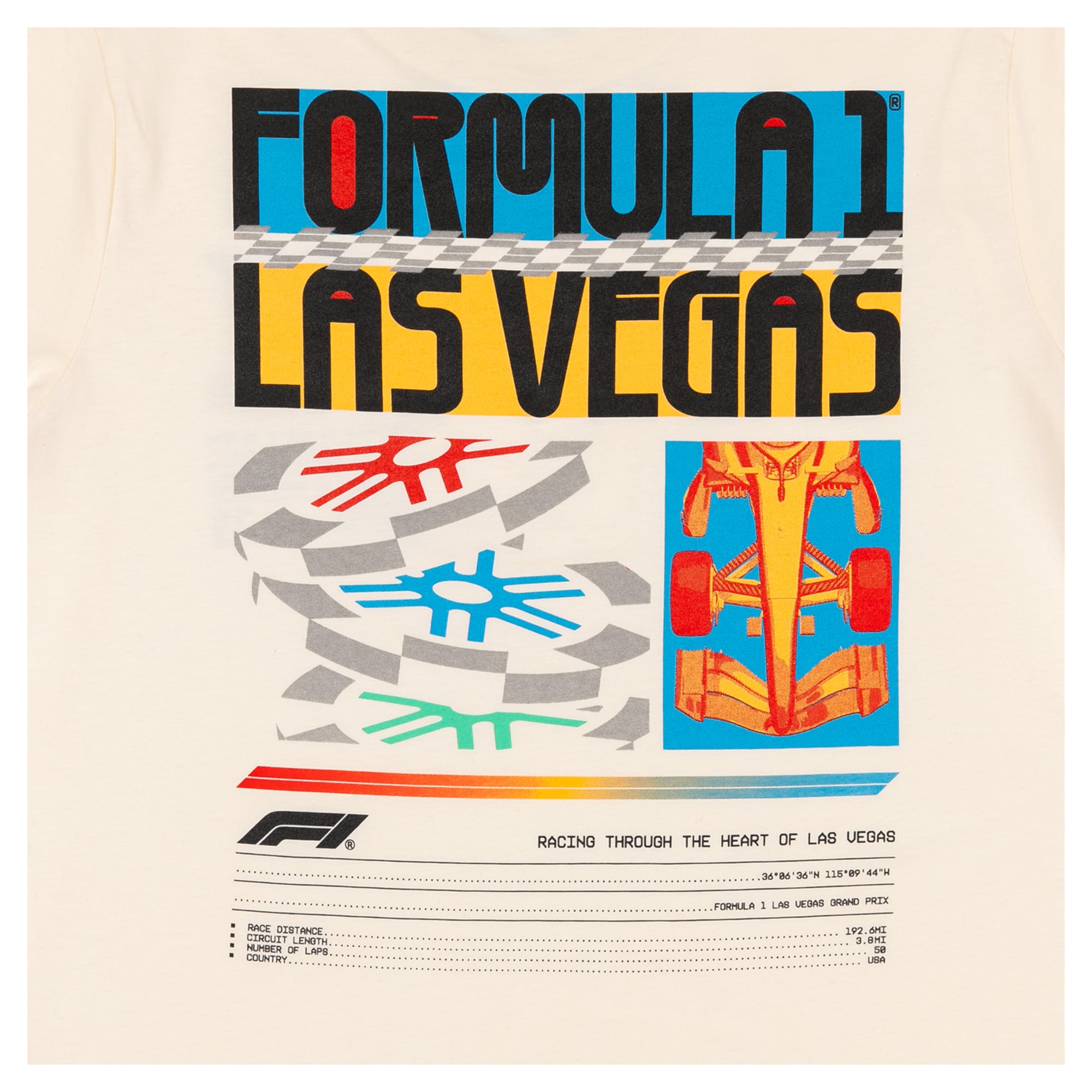 T-shirt crème pour homme, motif empilement de jetons du Grand Prix Las Vegas 2026