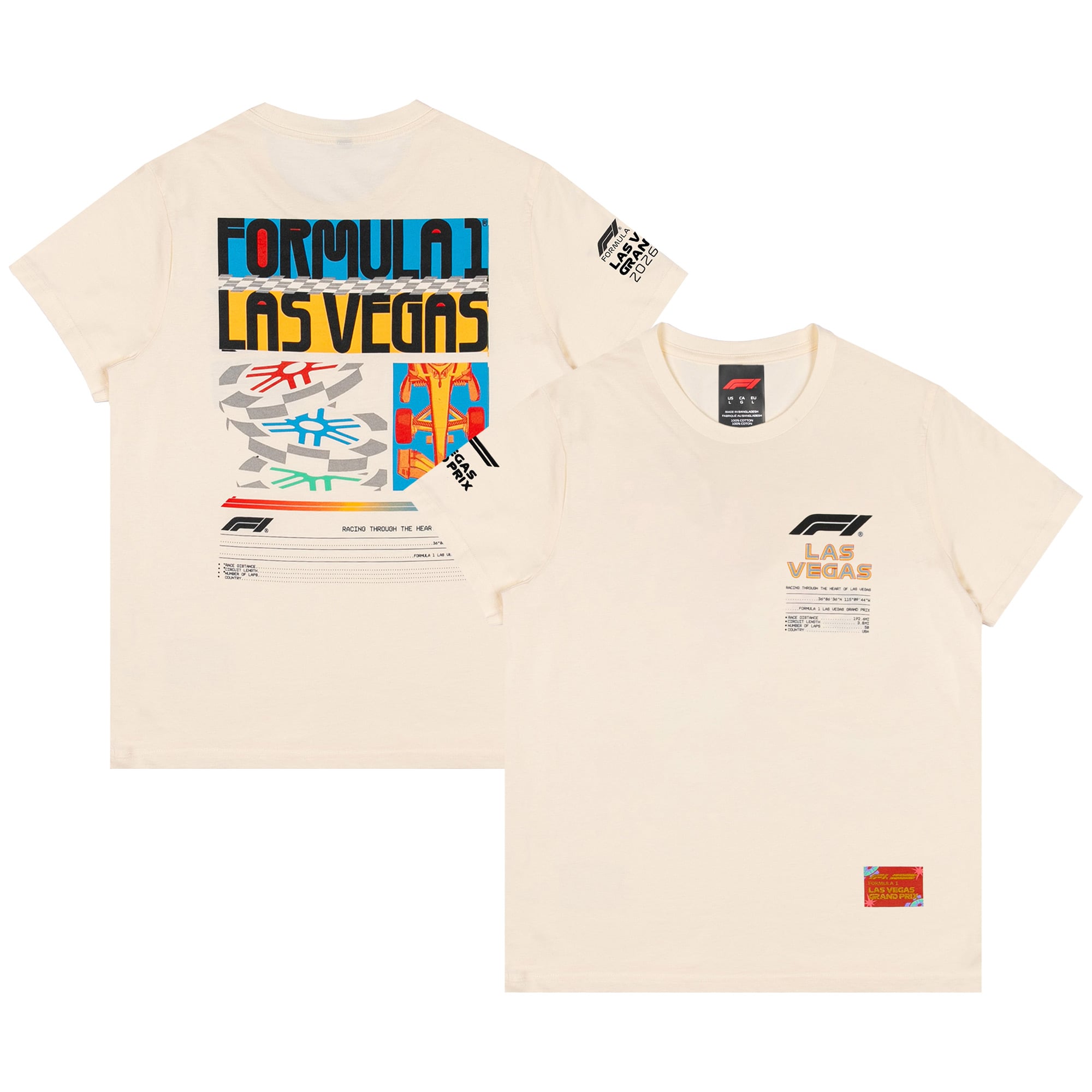 T-shirt crème pour homme, motif empilement de jetons du Grand Prix Las Vegas 2026