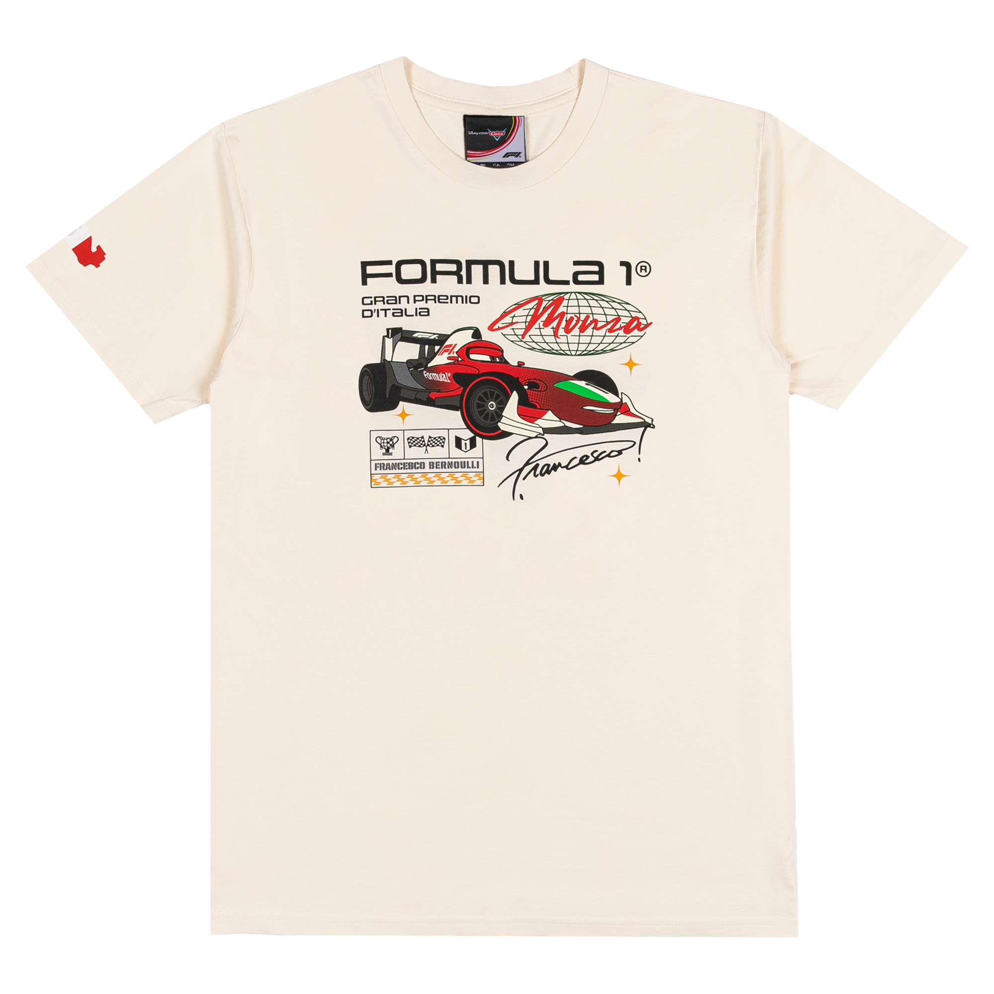 Men's Formula 1 x Pixar's Cars Cream 2026 Italian Grand Prix T-Shirt