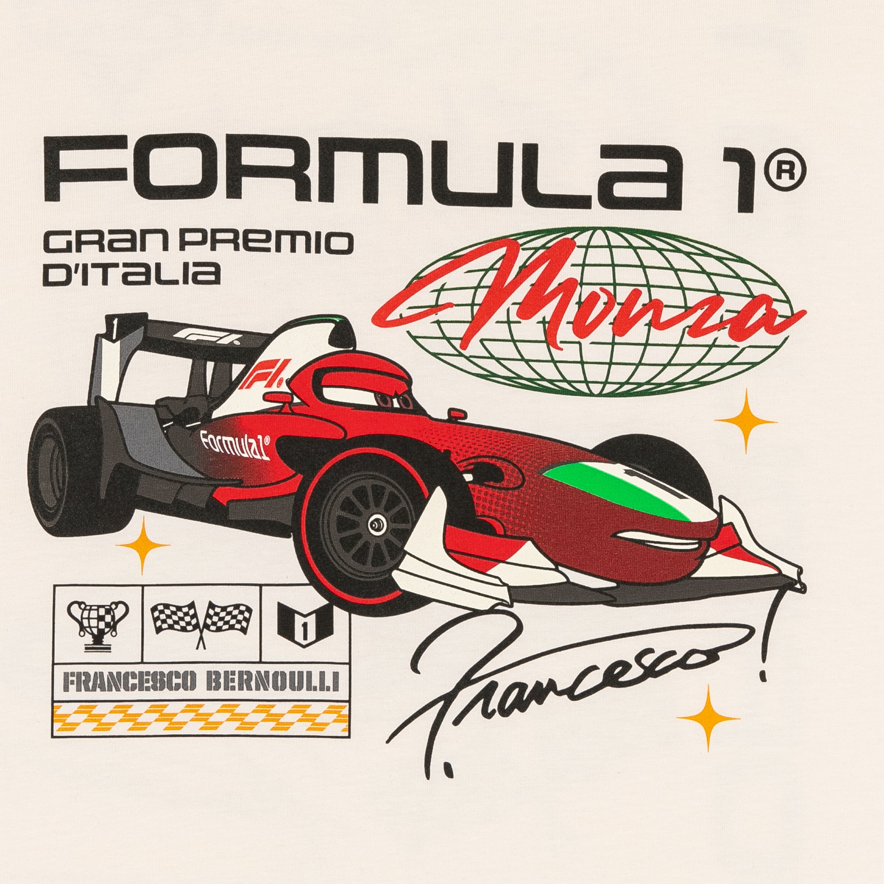 Men's Formula 1 x Pixar's Cars Cream 2026 Italian Grand Prix T-Shirt