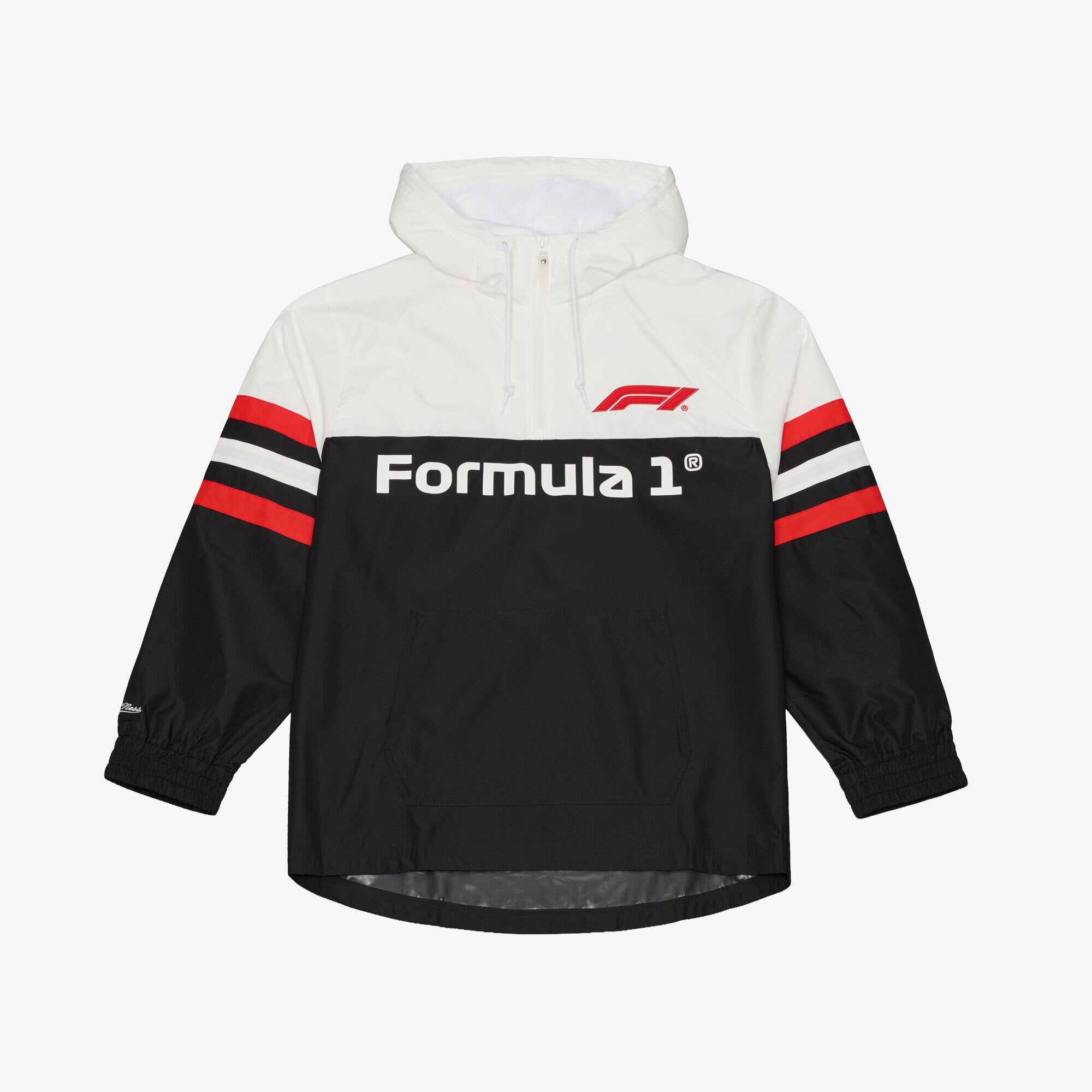 Men's Mitchell & Ness Black Formula 1 Head Coach Anorak Quarter-Zip Windbreaker Jacket