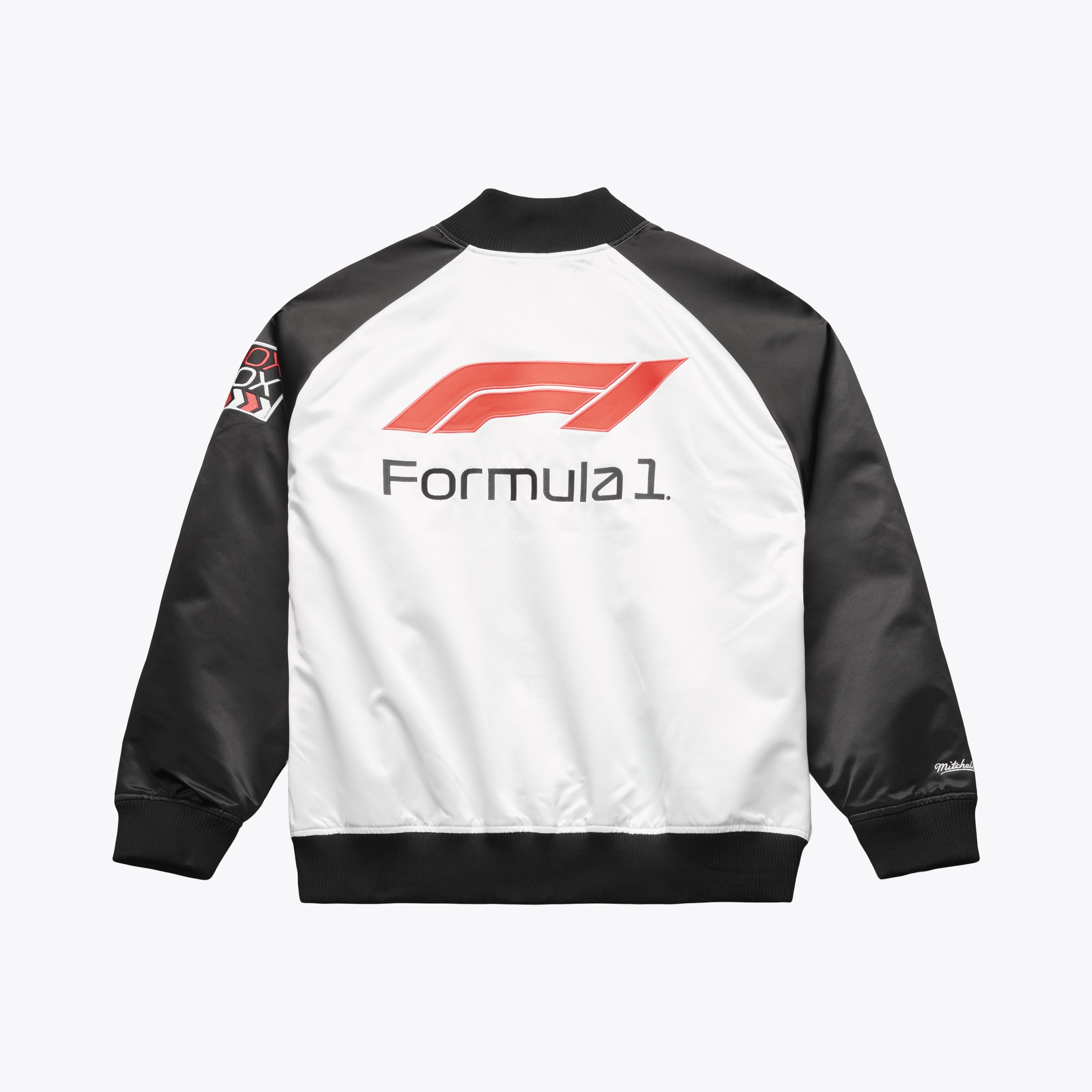 Veste légère en satin à boutons-pression Mitchell & Ness blanche pour homme, collection Formule 1