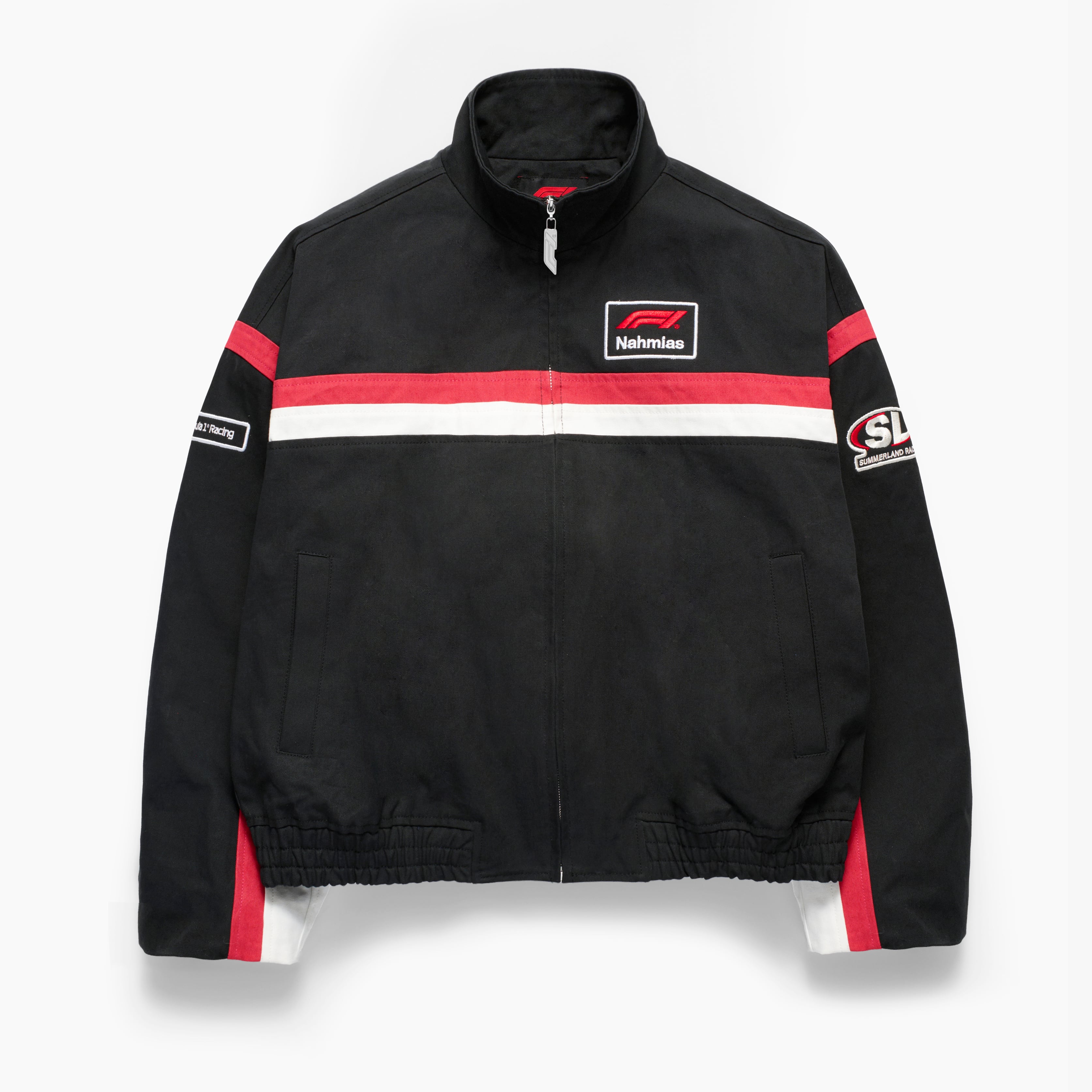 Veste bomber moto unisexe NAHMIAS x F1 noire à fermeture éclair intégrale
