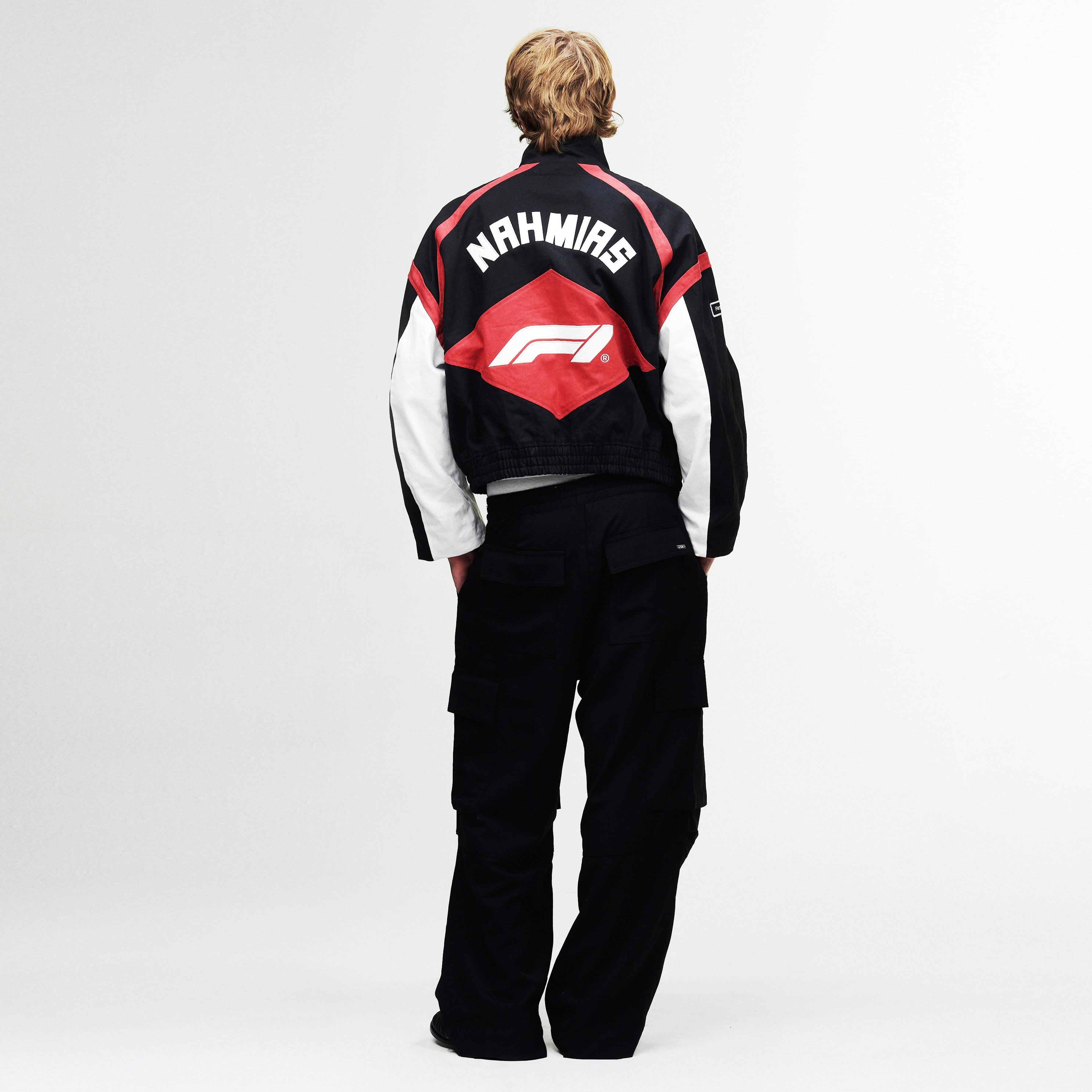 Veste bomber moto unisexe NAHMIAS x F1 noire à fermeture éclair intégrale