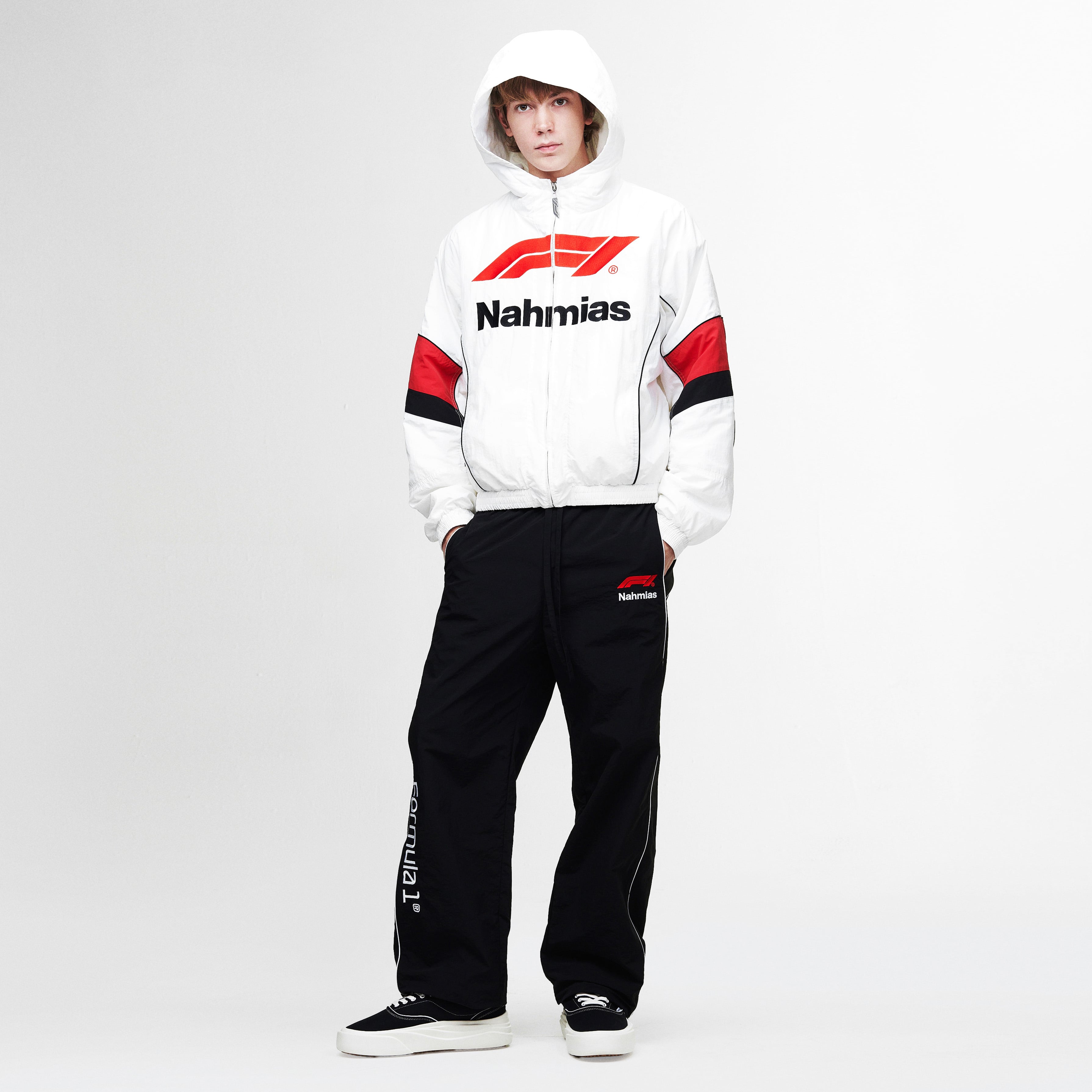 Veste de course unisexe NAHMIAS x F1 rose d'échauffement à fermeture éclair intégrale