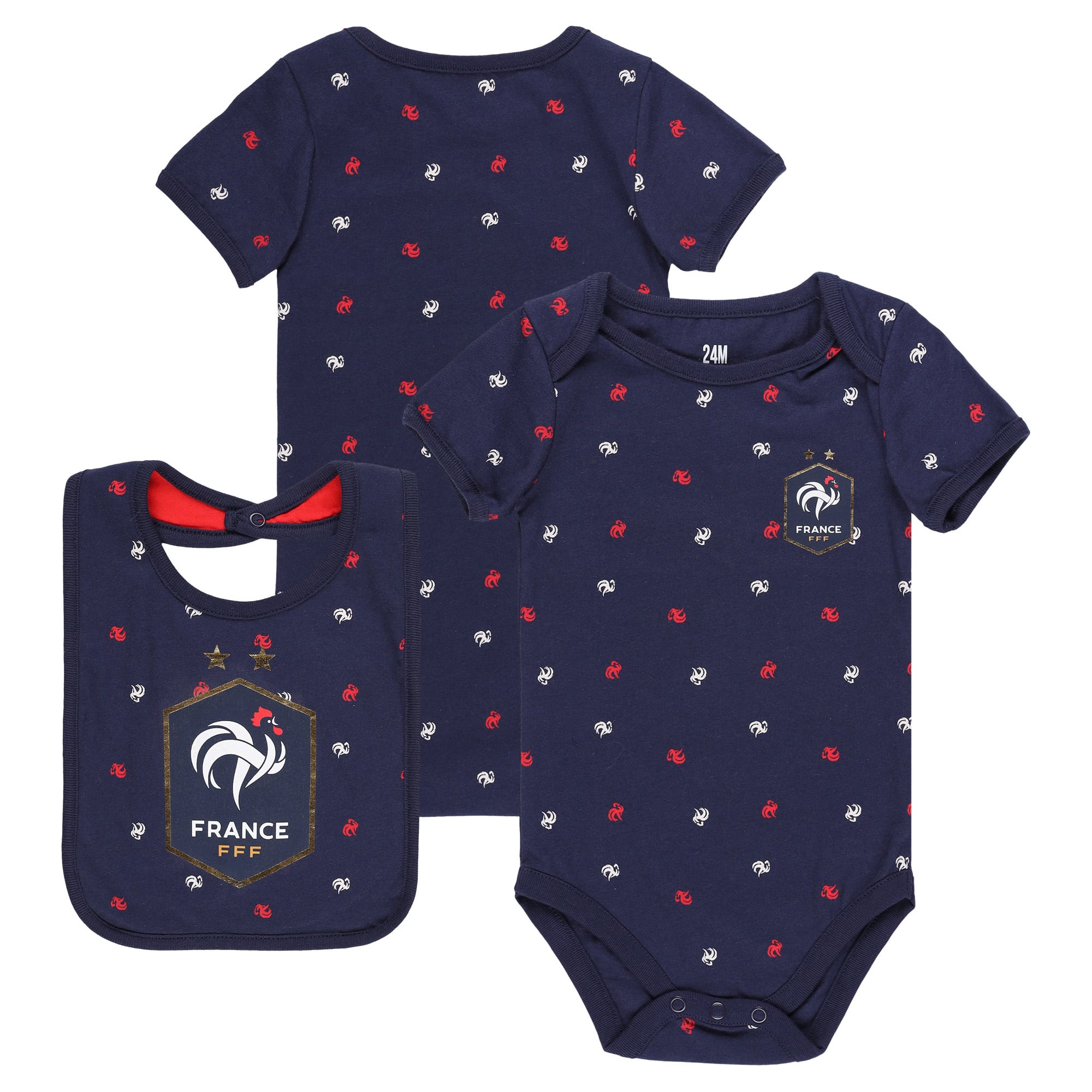 Body Bébé Équipe De France Football X2 - Body FFF Officiel Bleu Blanc Rouge Pour Petit Supporter
