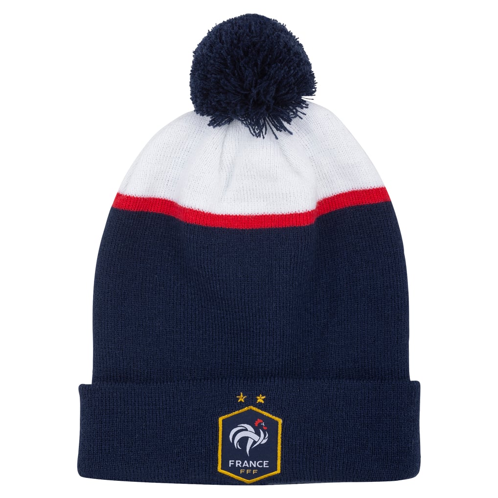 French Trotters Wool Acrylic Cuff Beanie Pom Pom Dark Navy Hat Made in France Boys Navy Blue Knitted Pom-Pom Hat | Made in France – Bebe  main image 3