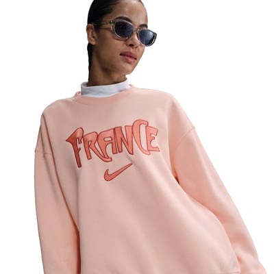 France Nike Phoenix Fleece Oversized Crew Sweat - Coral - Womens